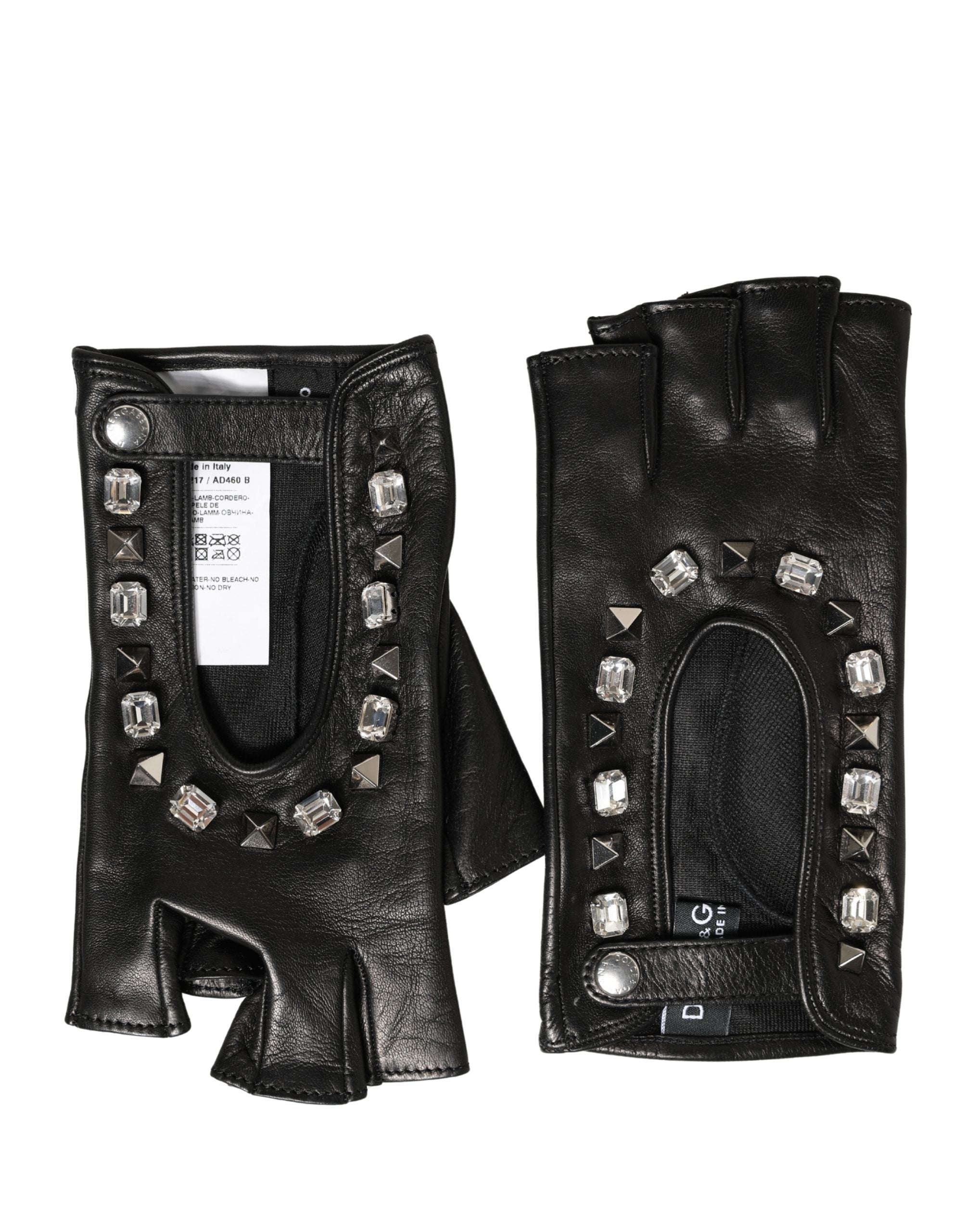 Dolce & Gabbana Women Black Embellished Wrist Length Mitten Gloves Dolce & Gabbana