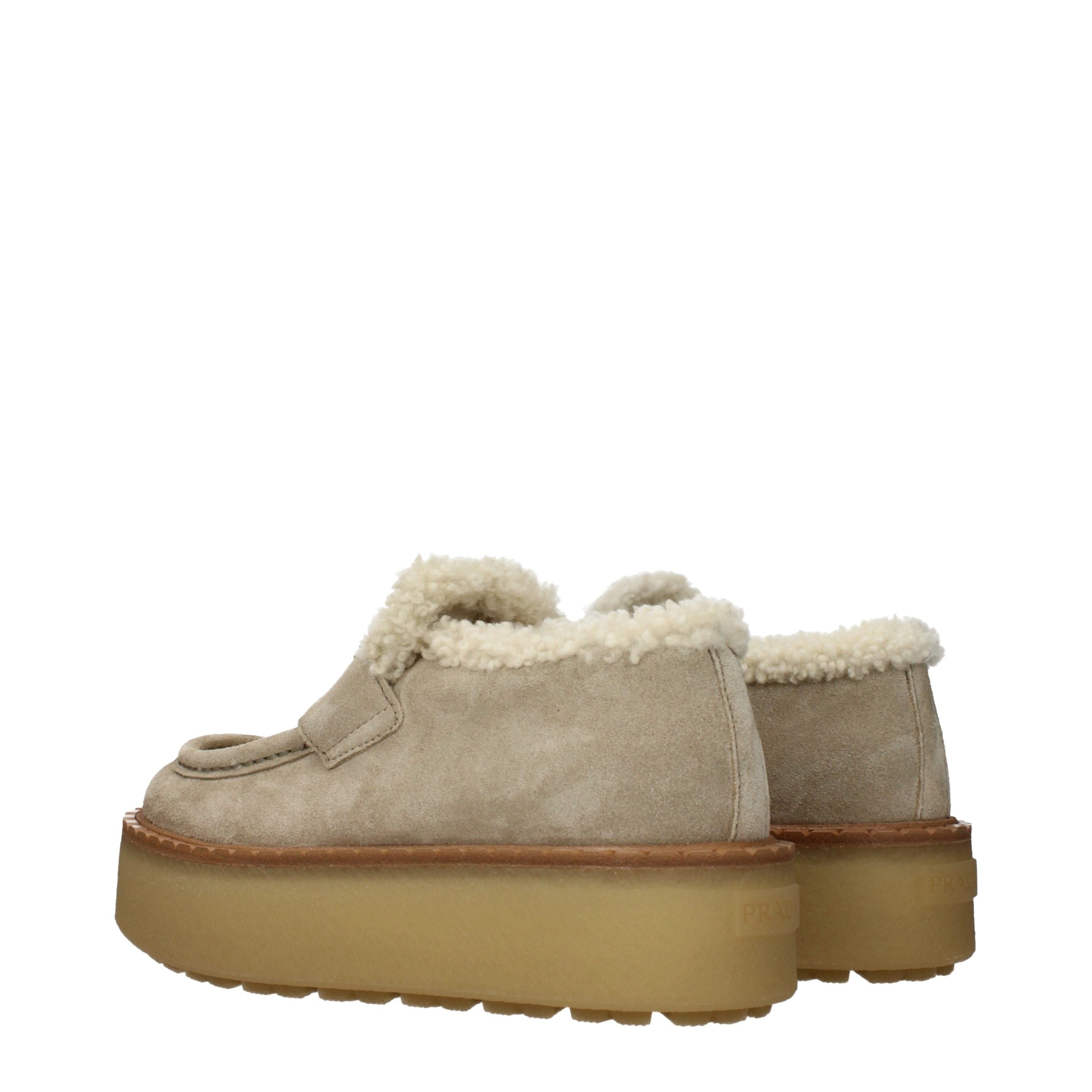 Prada Beige Leather Platform Loafers Prada