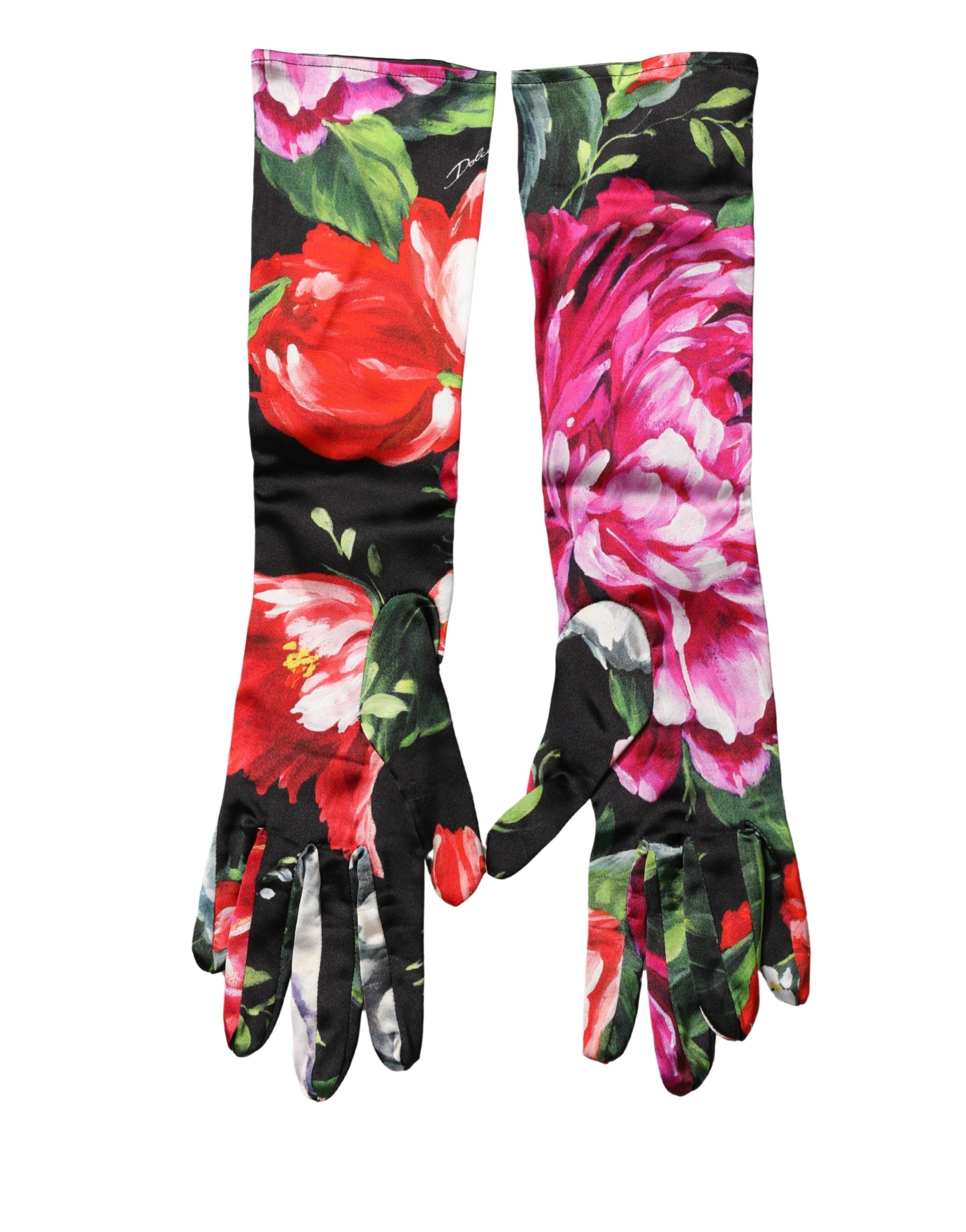 Dolce & Gabbana Multicolor Floral Print Elbow Length Women Gloves Dolce & Gabbana