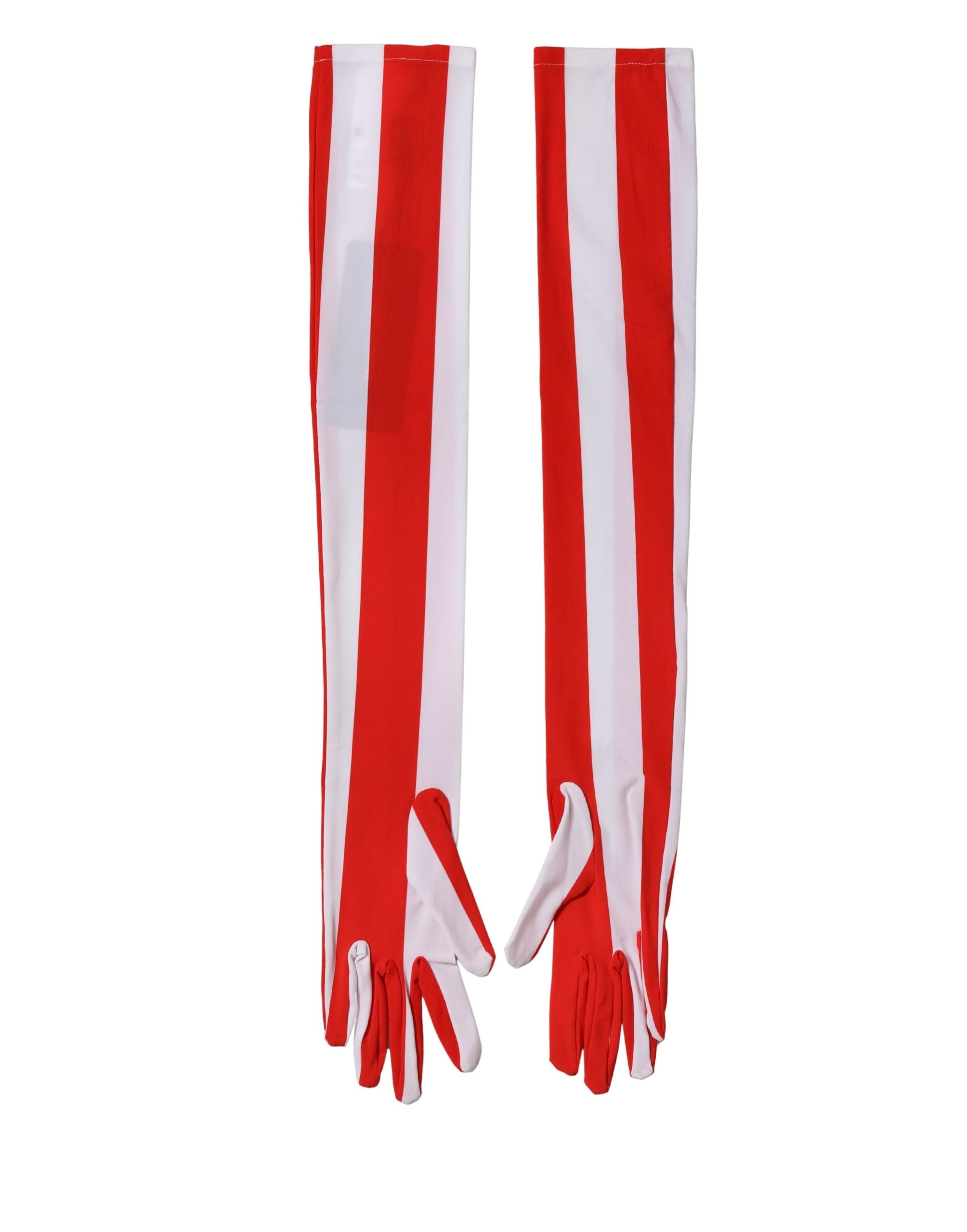 Dolce & Gabbana Red White Stripes Nylon Elbow Length Women Gloves Dolce & Gabbana