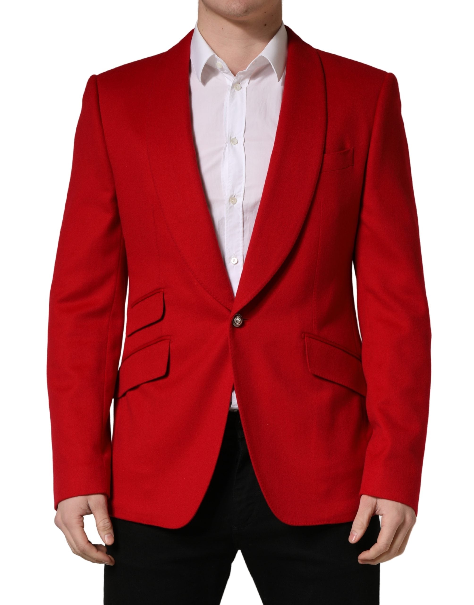 Dolce & Gabbana Red Cashmere Single Breasted Jacket Blazer Dolce & Gabbana