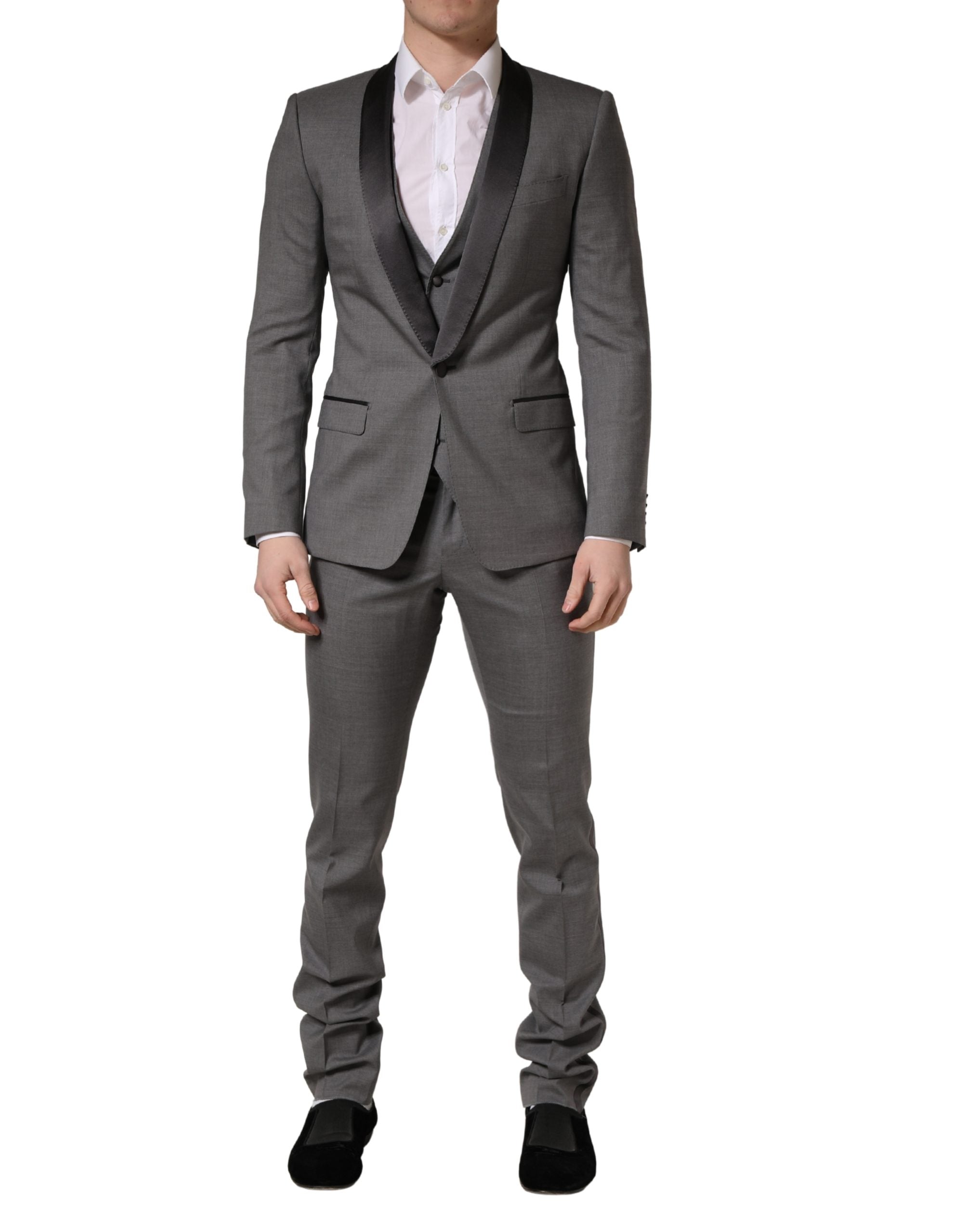 Dolce & Gabbana Gray Wool Single Breasted 1 Button 3PC Suit Dolce & Gabbana