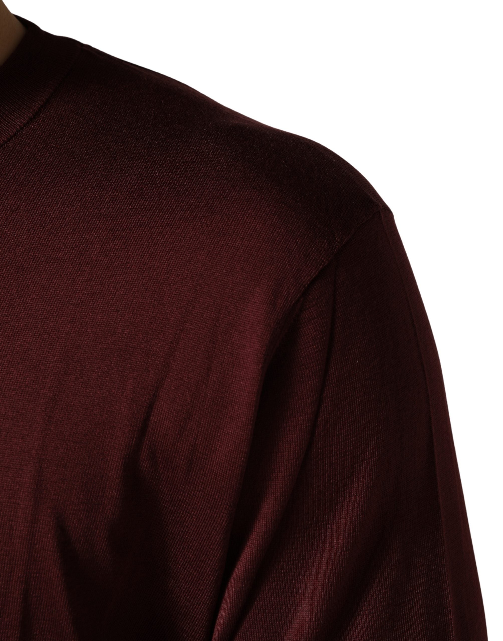 Dolce & Gabbana Maroon Silk Men Crew Neck Pullover Sweater Dolce & Gabbana