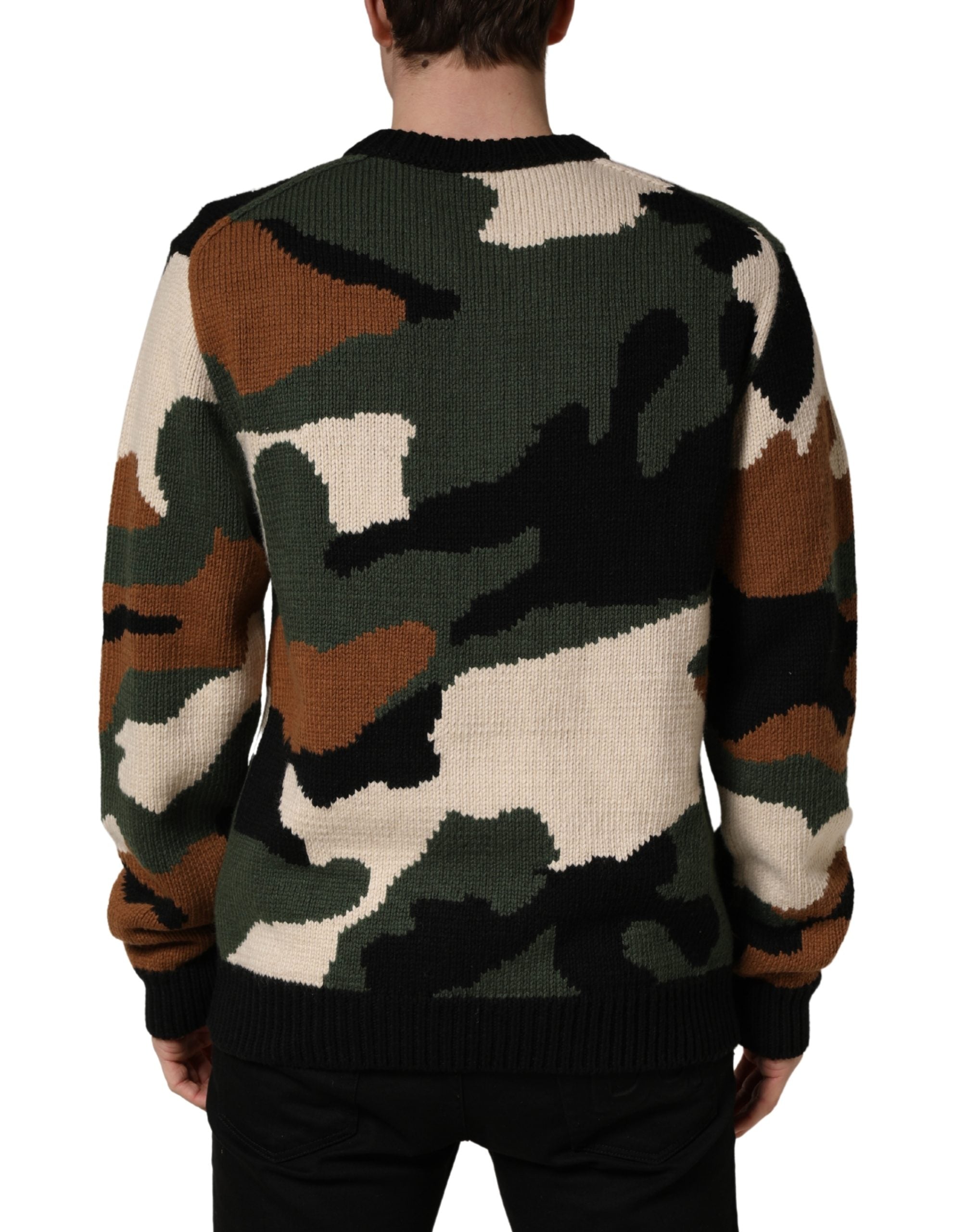 Dolce & Gabbana Multicolor Intarsia-Knit Camouflage Pullover Sweater Dolce & Gabbana
