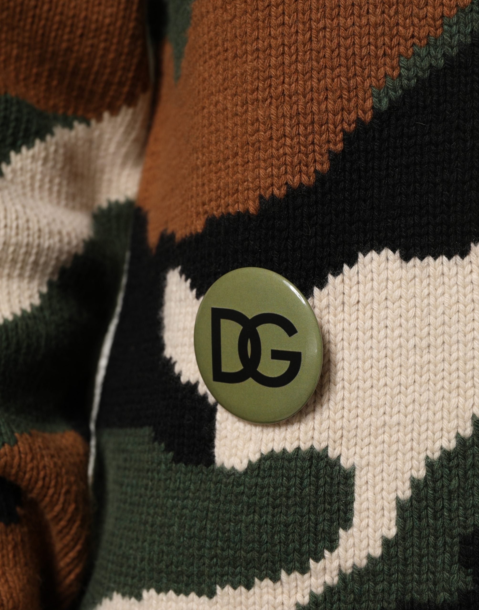 Dolce & Gabbana Multicolor Intarsia-Knit Camouflage Pullover Sweater Dolce & Gabbana