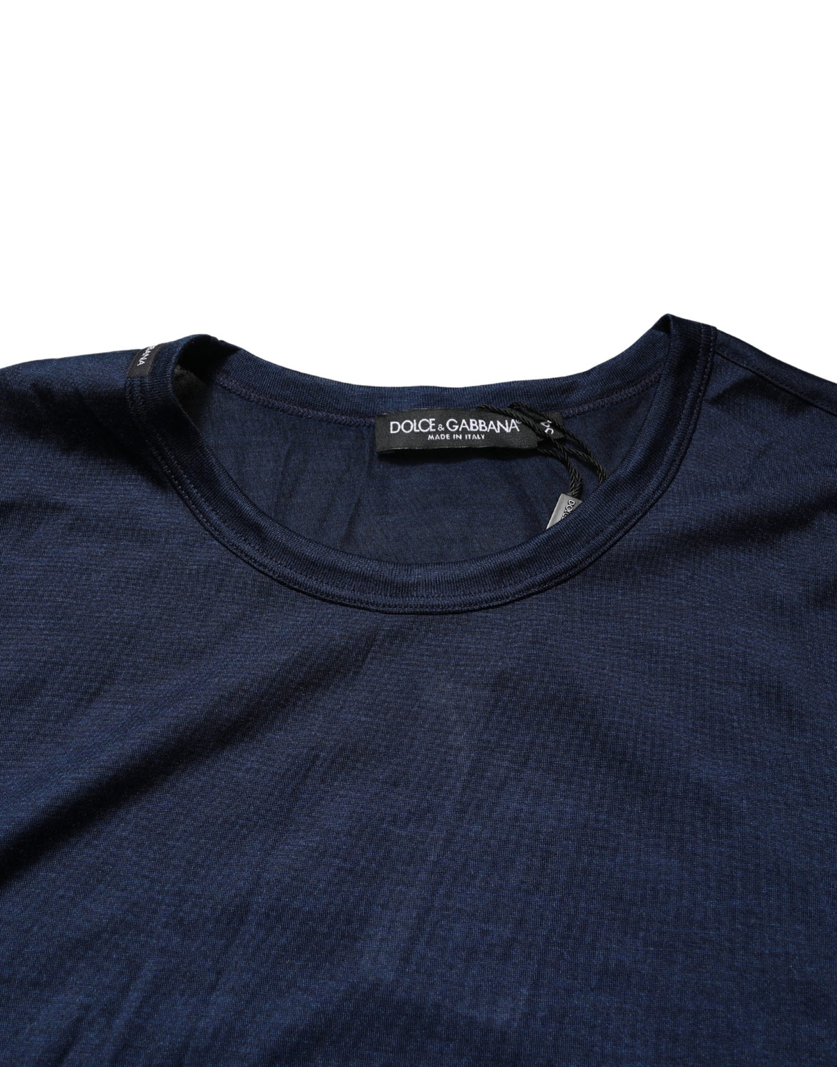 Dolce & Gabbana Dark Blue Silk Short Sleeve CrewNeck T-shirt