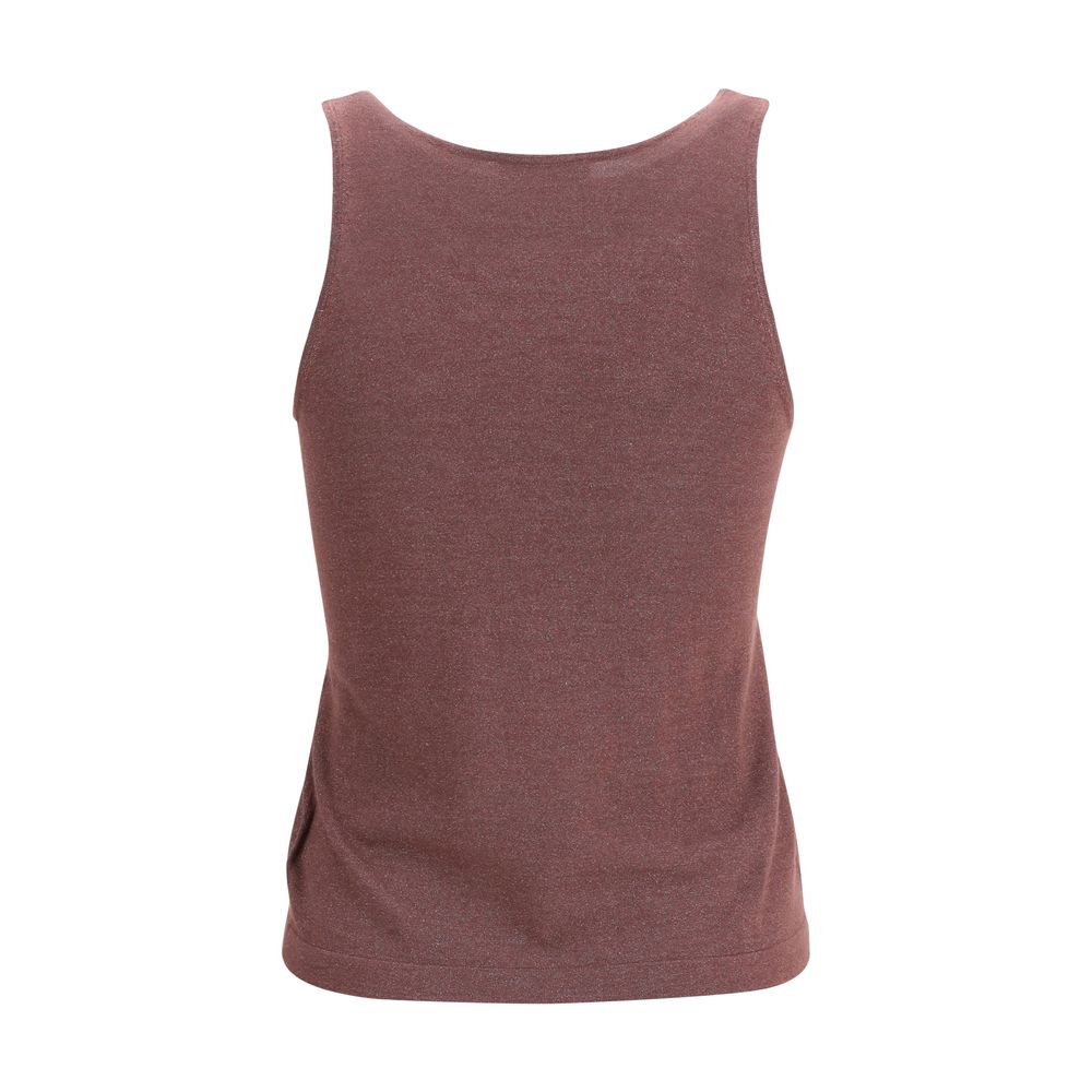Brunello Cucinelli Bordeaux Cashmere Sleeveles T-Shirt Brunello Cucinelli