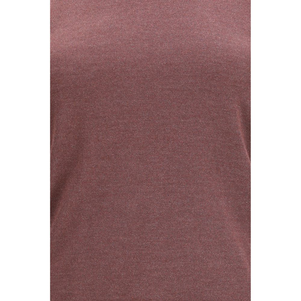 Brunello Cucinelli Bordeaux Cashmere Sleeveles T-Shirt Brunello Cucinelli