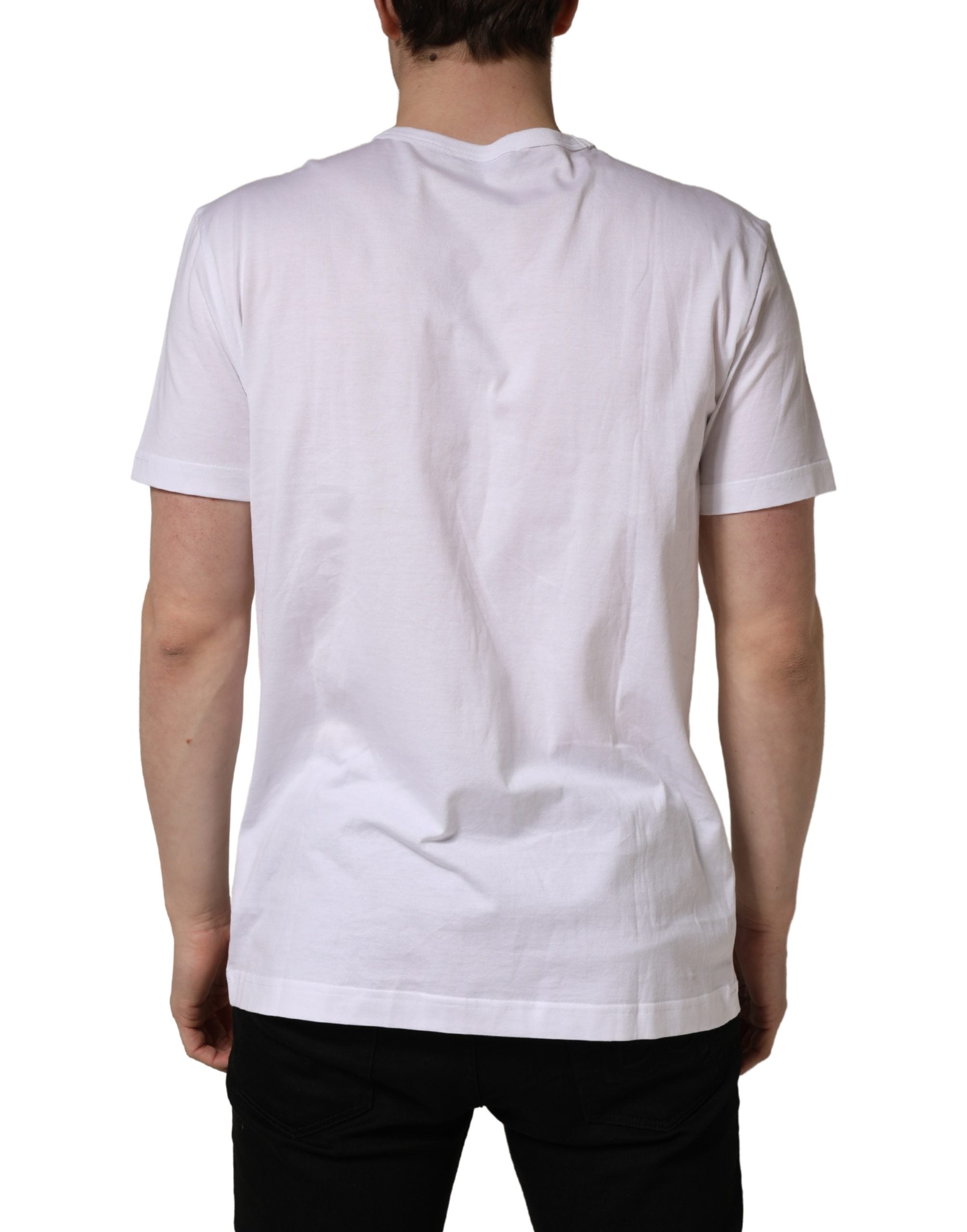 Dolce & Gabbana White DG Leaf Embroidery Crew Neck T-shirt Dolce & Gabbana
