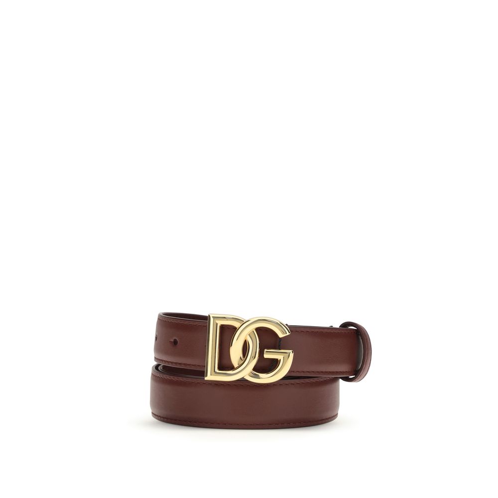 Dolce & Gabbana Bordeaux Calf Leather Bos Taurus Regular Belt Dolce & Gabbana