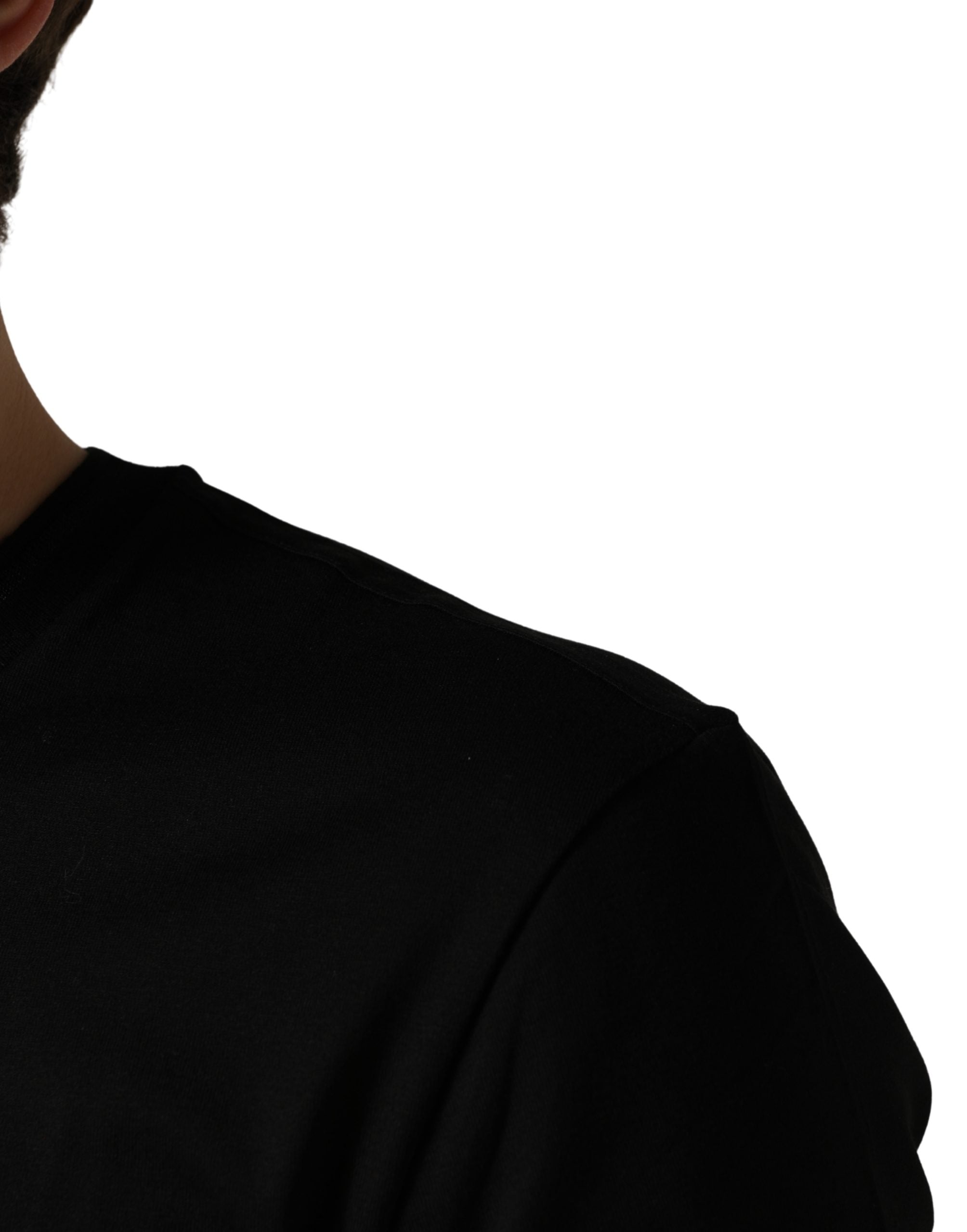 Dolce & Gabbana Black King Patch Cotton Men CrewNeck T-shirt Dolce & Gabbana
