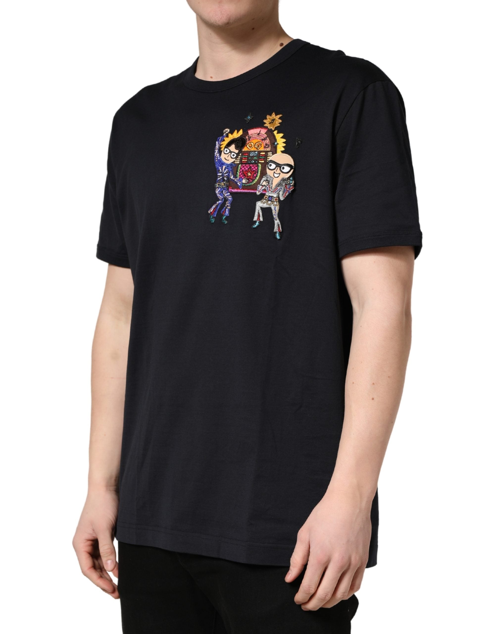 Dolce & Gabbana Black #DGFAMILY Patch Men Crew Neck T-shirt Dolce & Gabbana