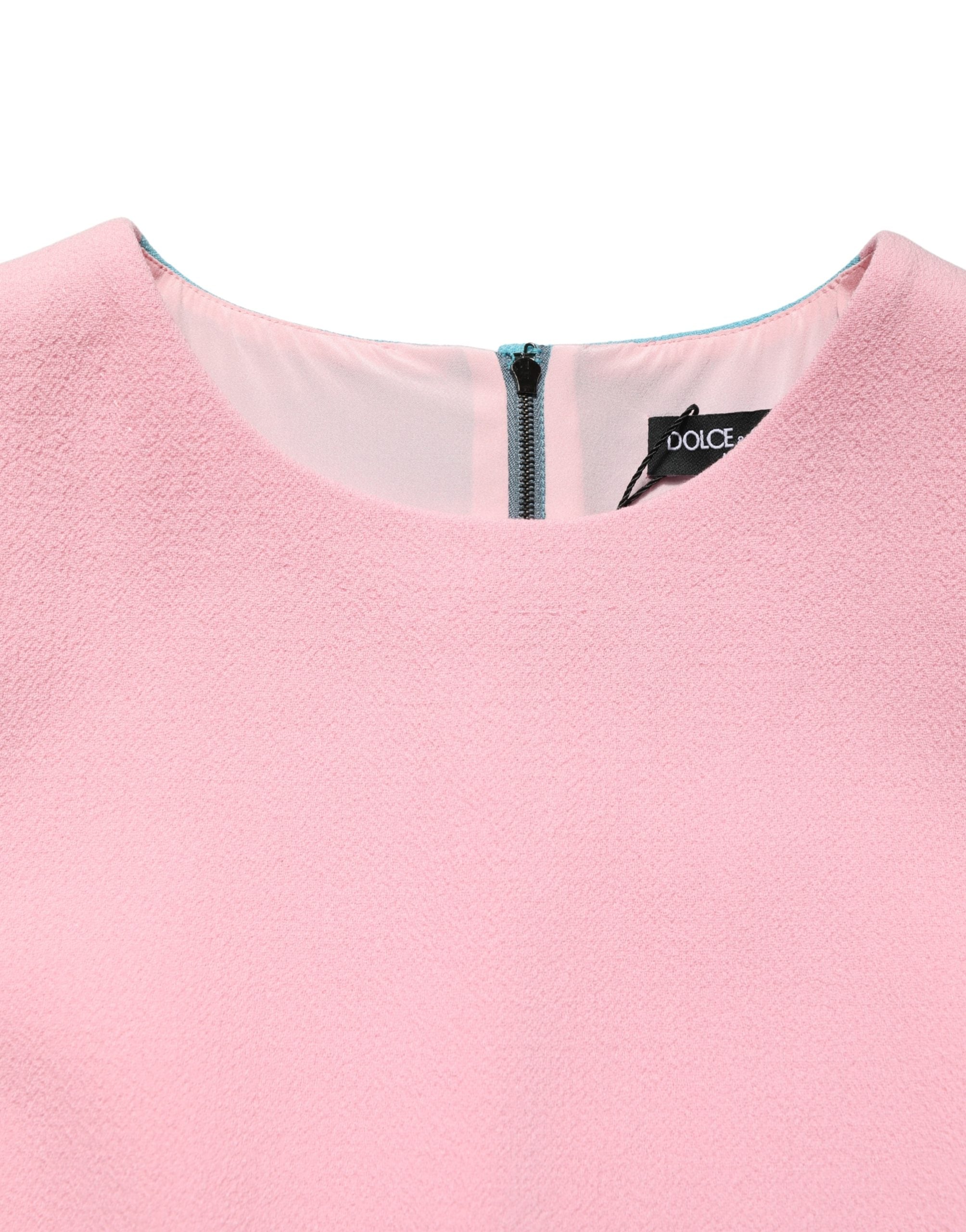 Dolce & Gabbana Pink Blue Wool Sleeveless Shift Mini Dress Dolce & Gabbana