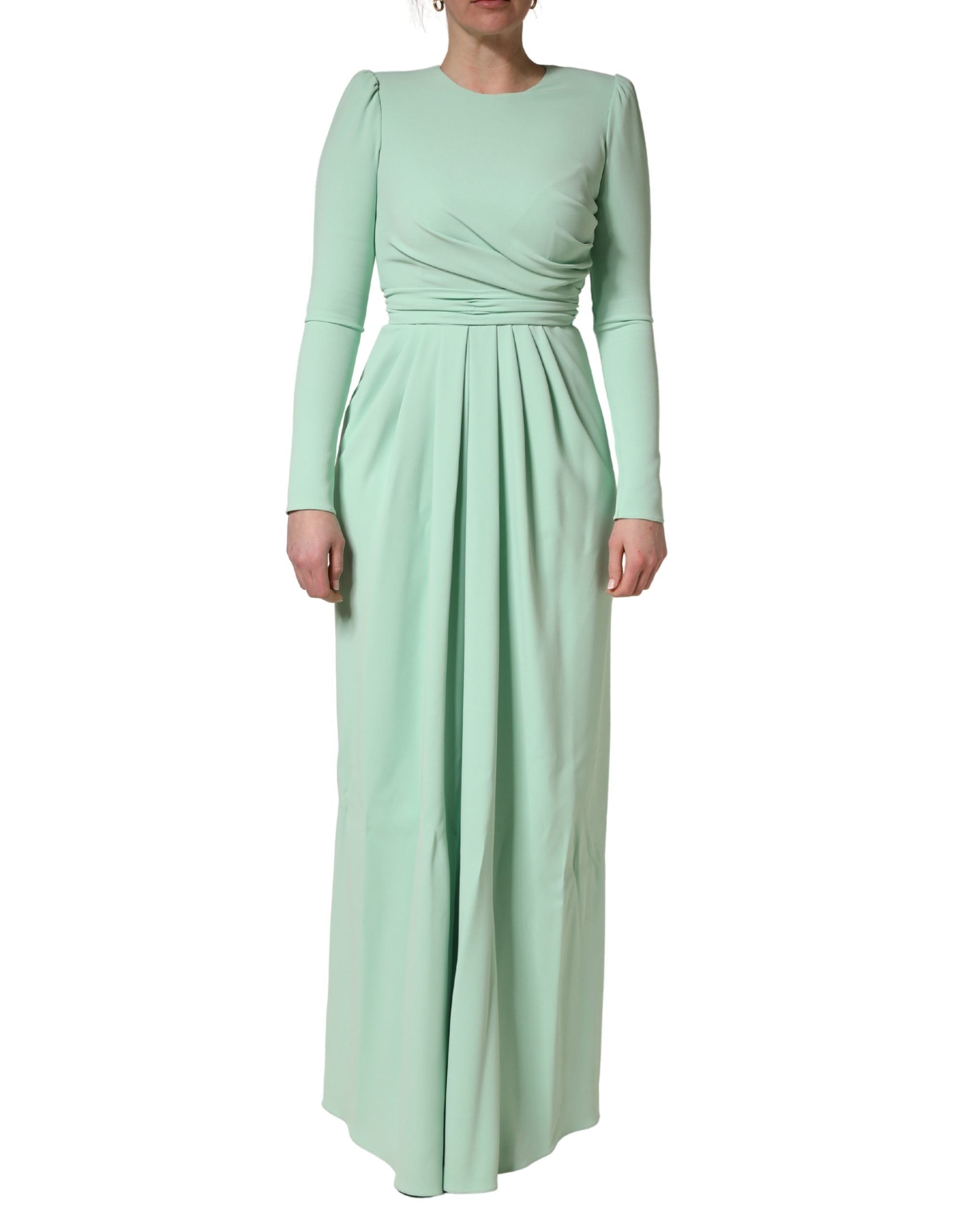 Dolce & Gabbana Green Viscose Long Sleeves Long Gown Dress Dolce & Gabbana