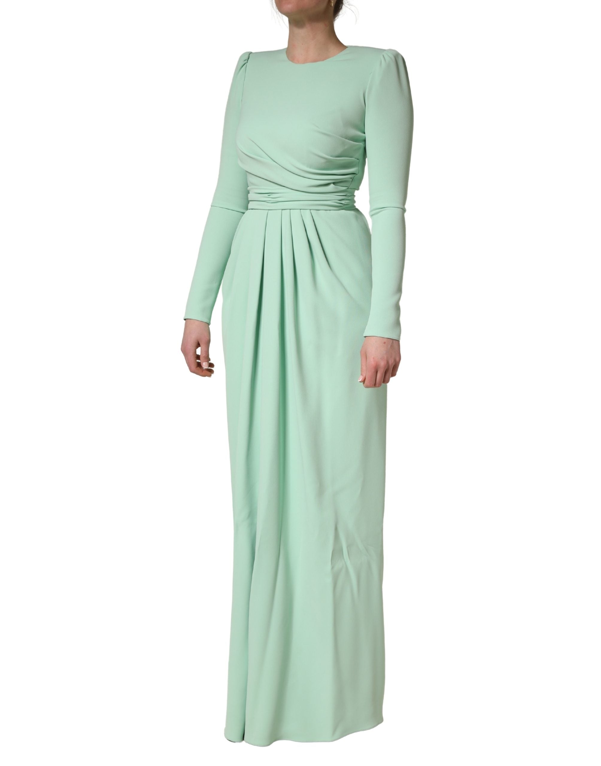 Dolce & Gabbana Green Viscose Long Sleeves Long Gown Dress Dolce & Gabbana
