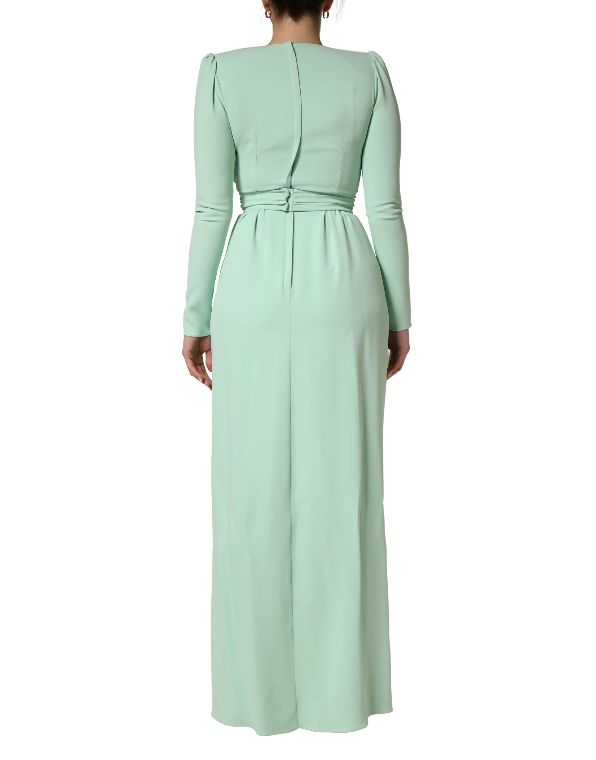 Dolce & Gabbana Green Viscose Long Sleeves Long Gown Dress Dolce & Gabbana