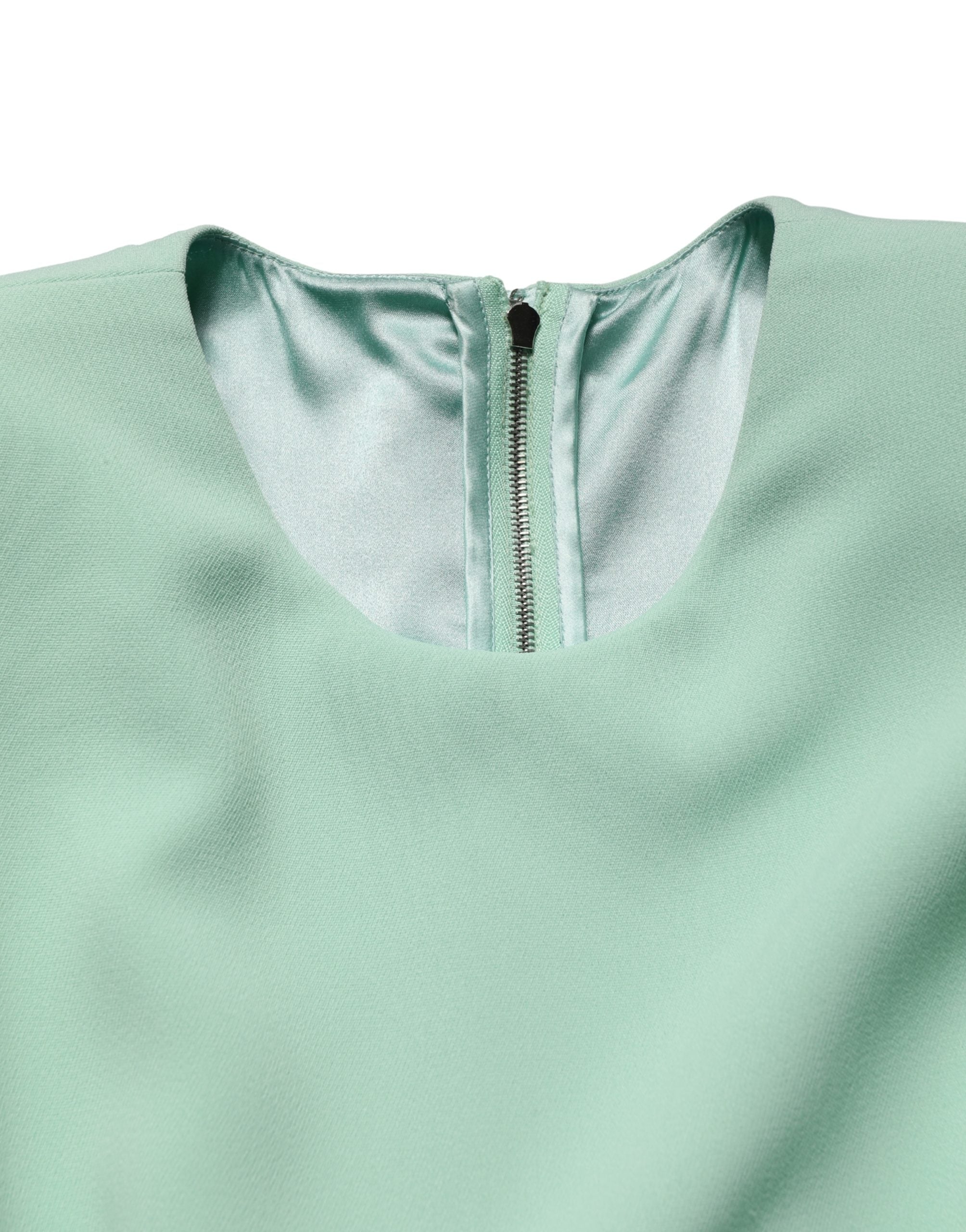 Dolce & Gabbana Green Viscose Long Sleeves Long Gown Dress Dolce & Gabbana