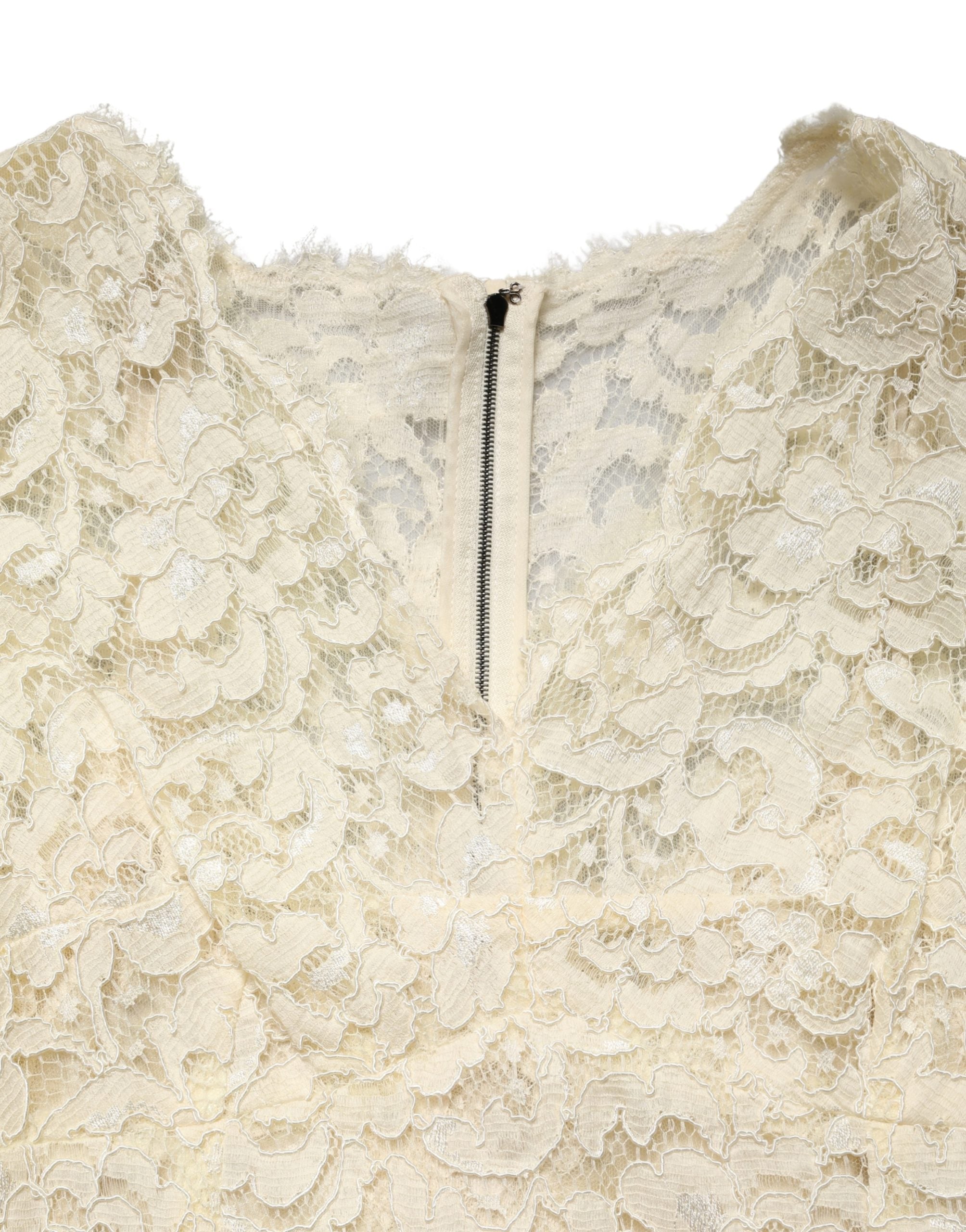 Dolce & Gabbana Off White Floral Lace Sheath Maxi Dress Dolce & Gabbana
