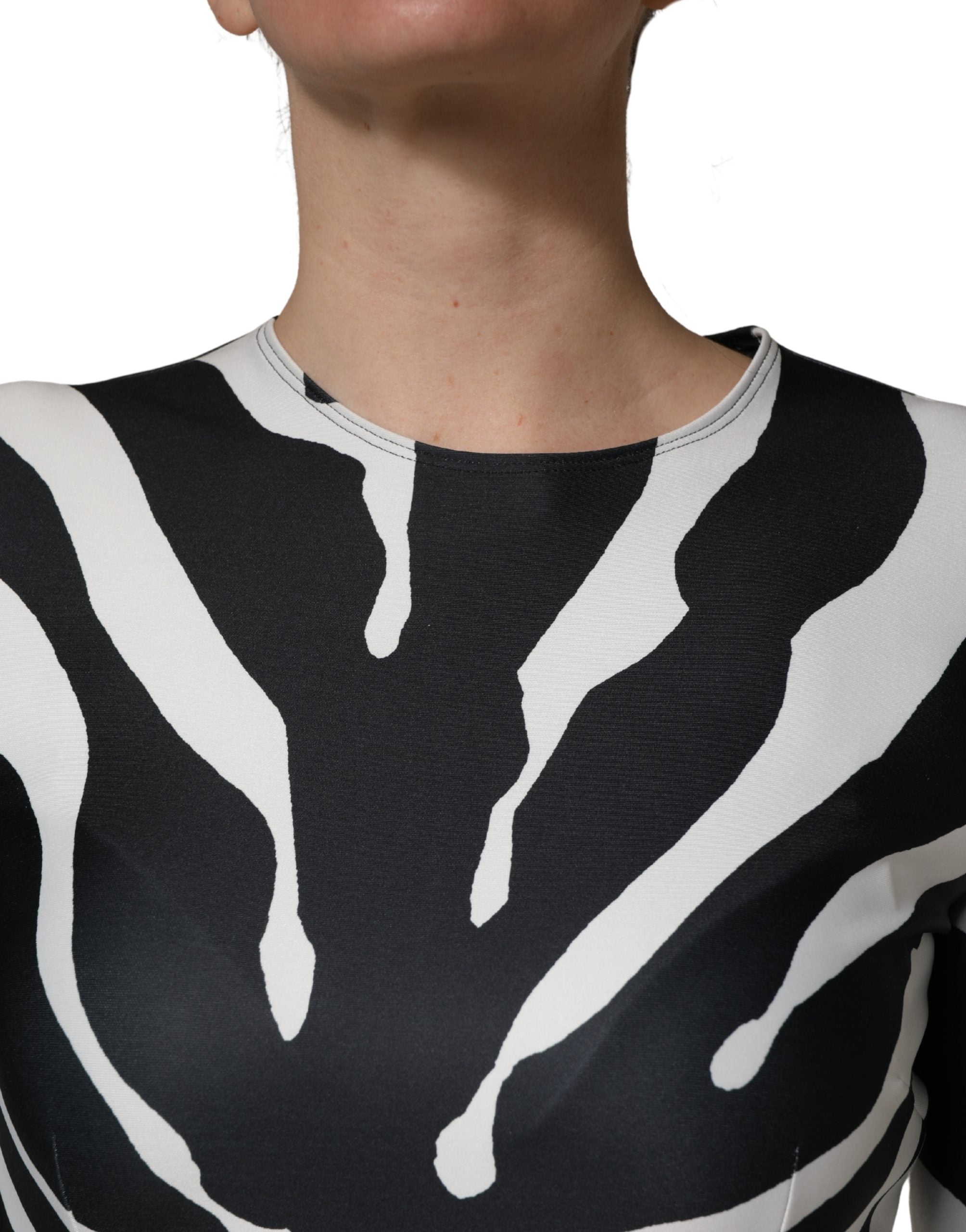 Dolce & Gabbana Black White Polyester Zebra Pattern Jumpsuit Dolce & Gabbana