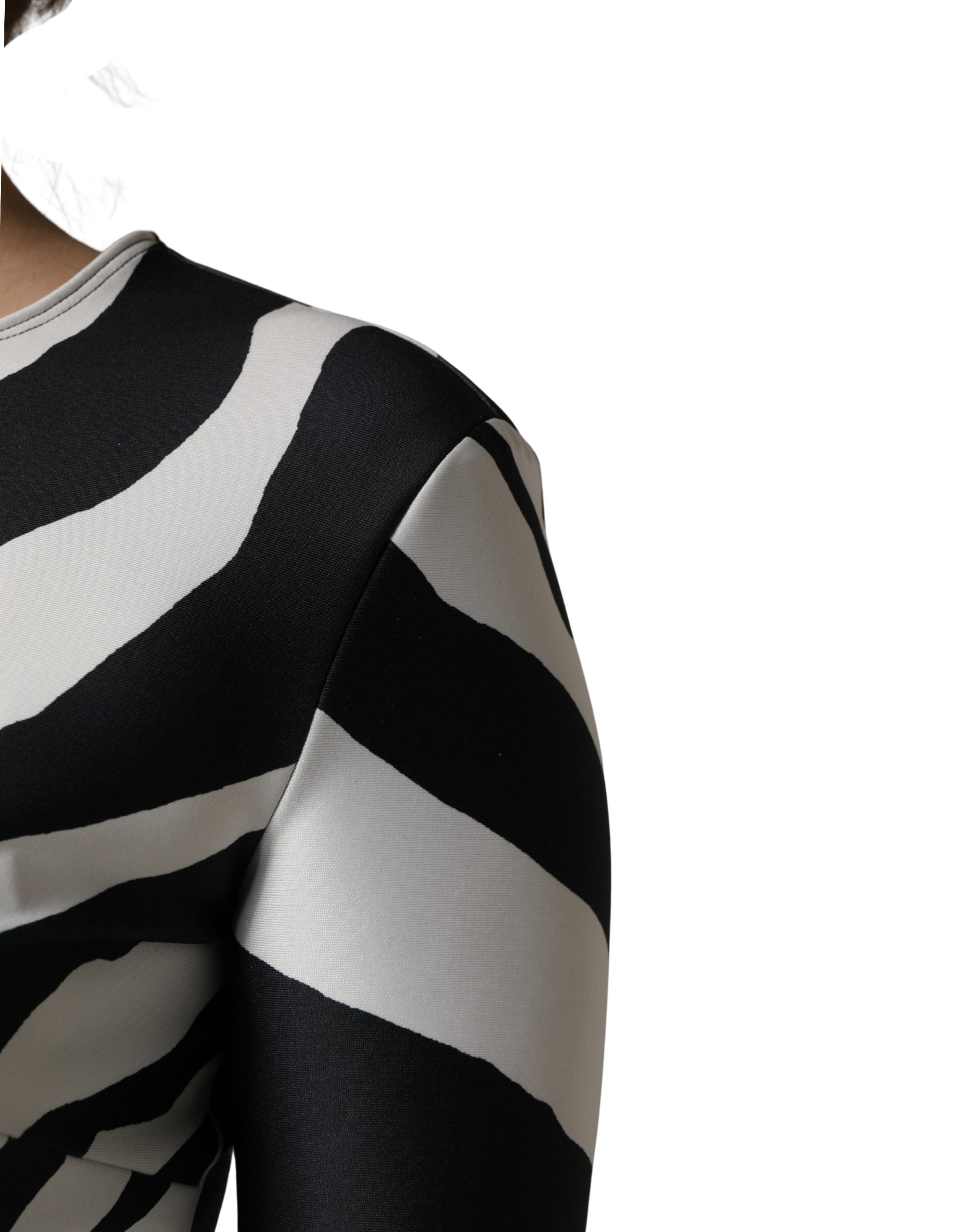 Dolce & Gabbana Black White Polyester Zebra Pattern Jumpsuit Dolce & Gabbana