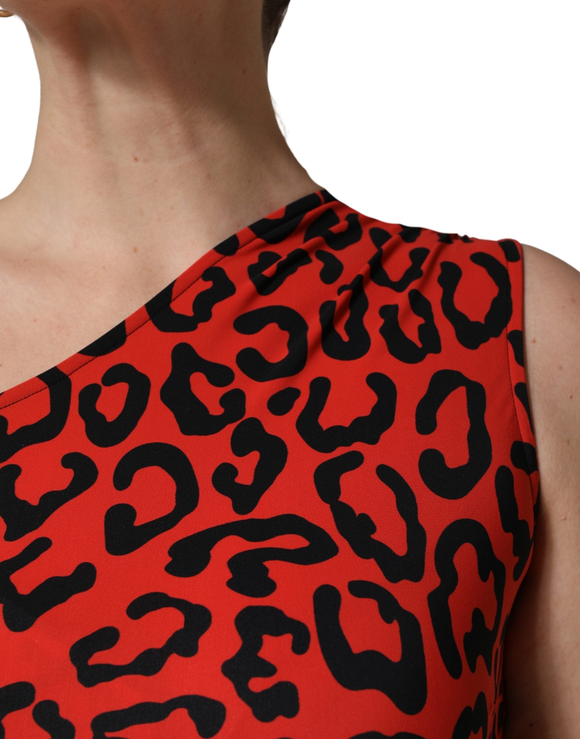 Dolce & Gabbana Black Red Nylon Leopard Pattern Jumpsuit Dolce & Gabbana