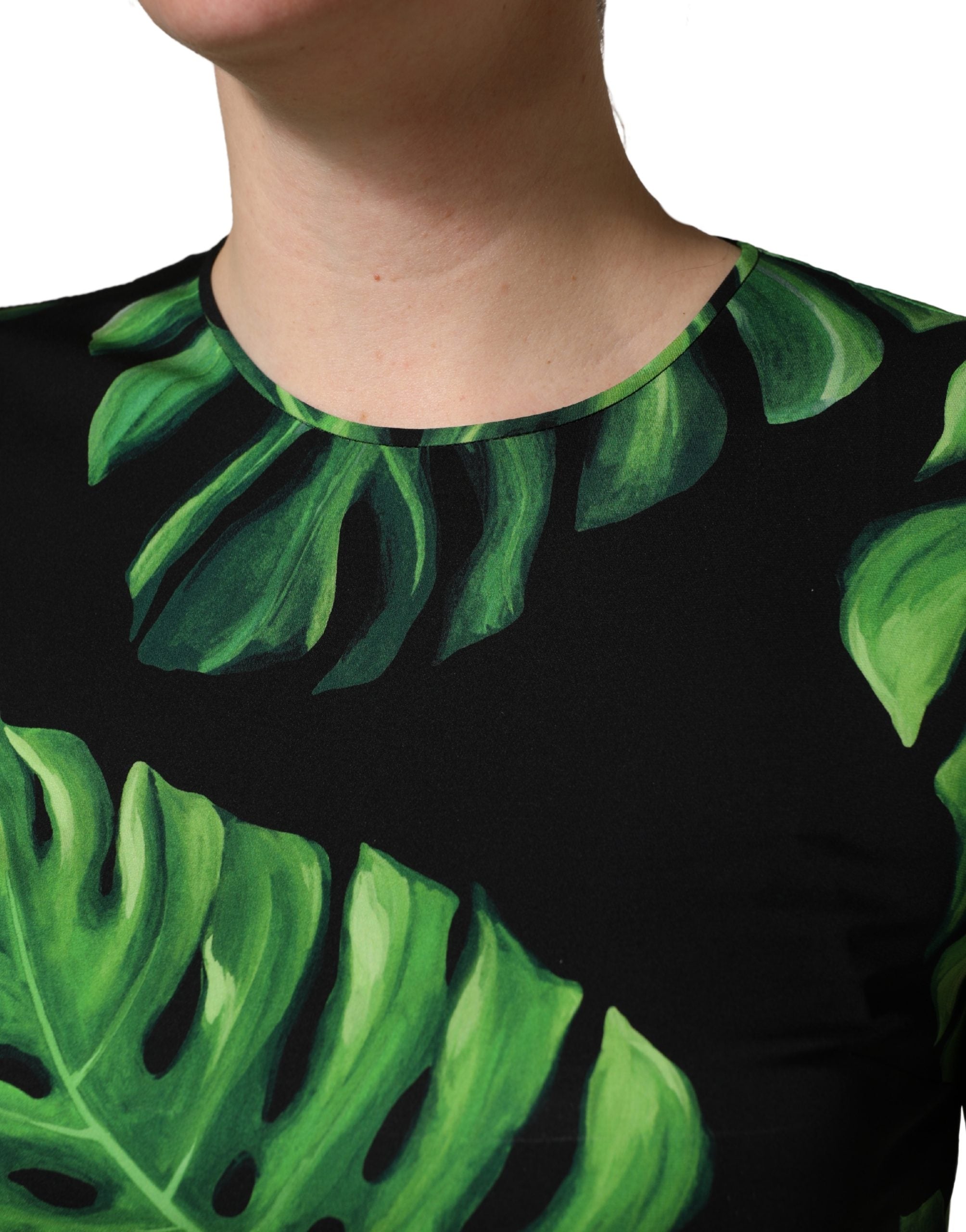 Dolce & Gabbana Black Philodendron Print Silk Blouse Top Dolce & Gabbana