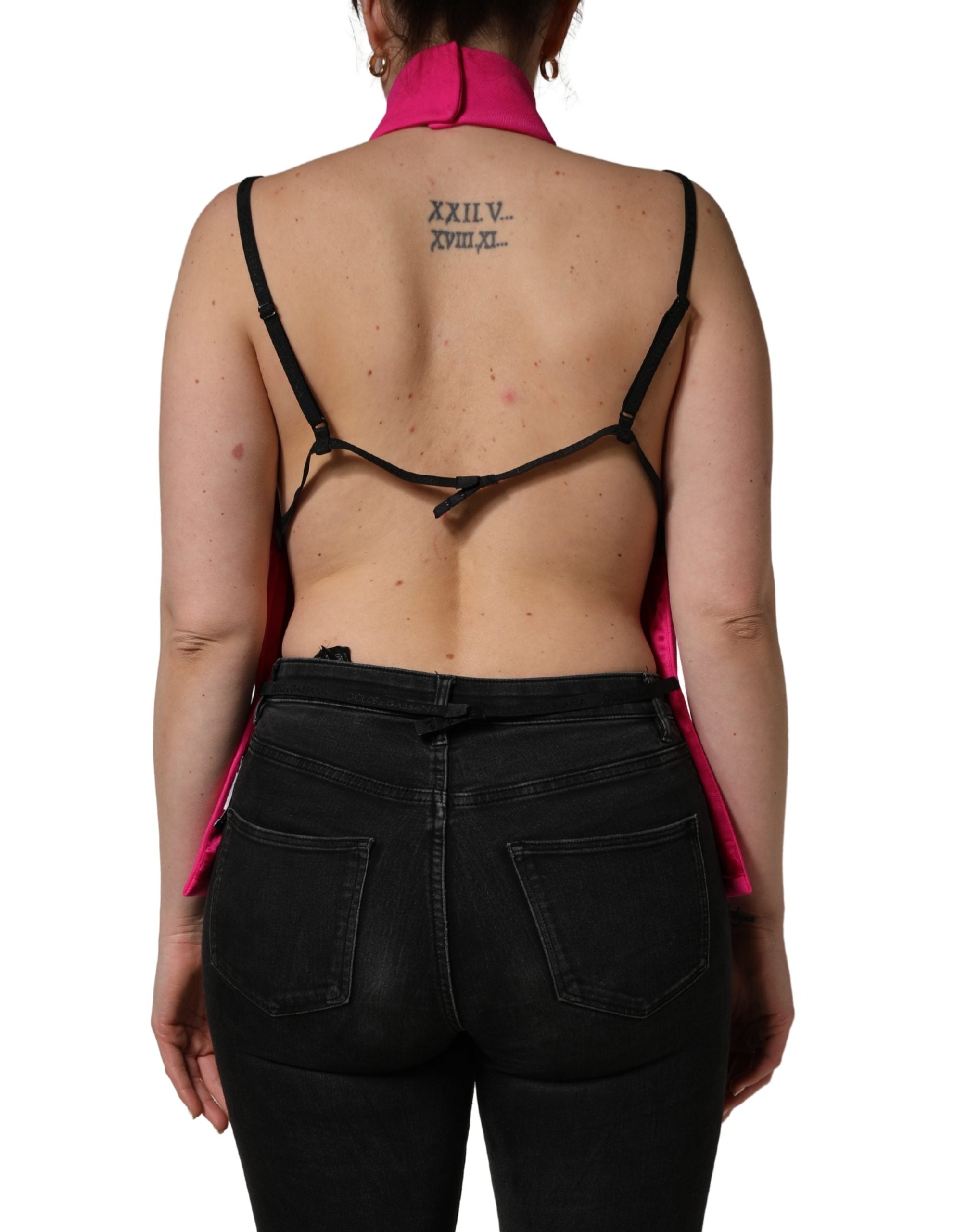 Dolce & Gabbana Hot Pink Wool Backless Sleeveless Tank Top Dolce & Gabbana