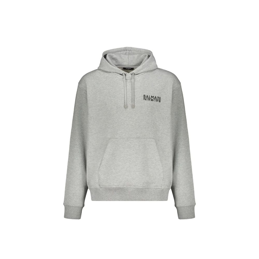 Balmain Gray Cotton Hoodie Balmain