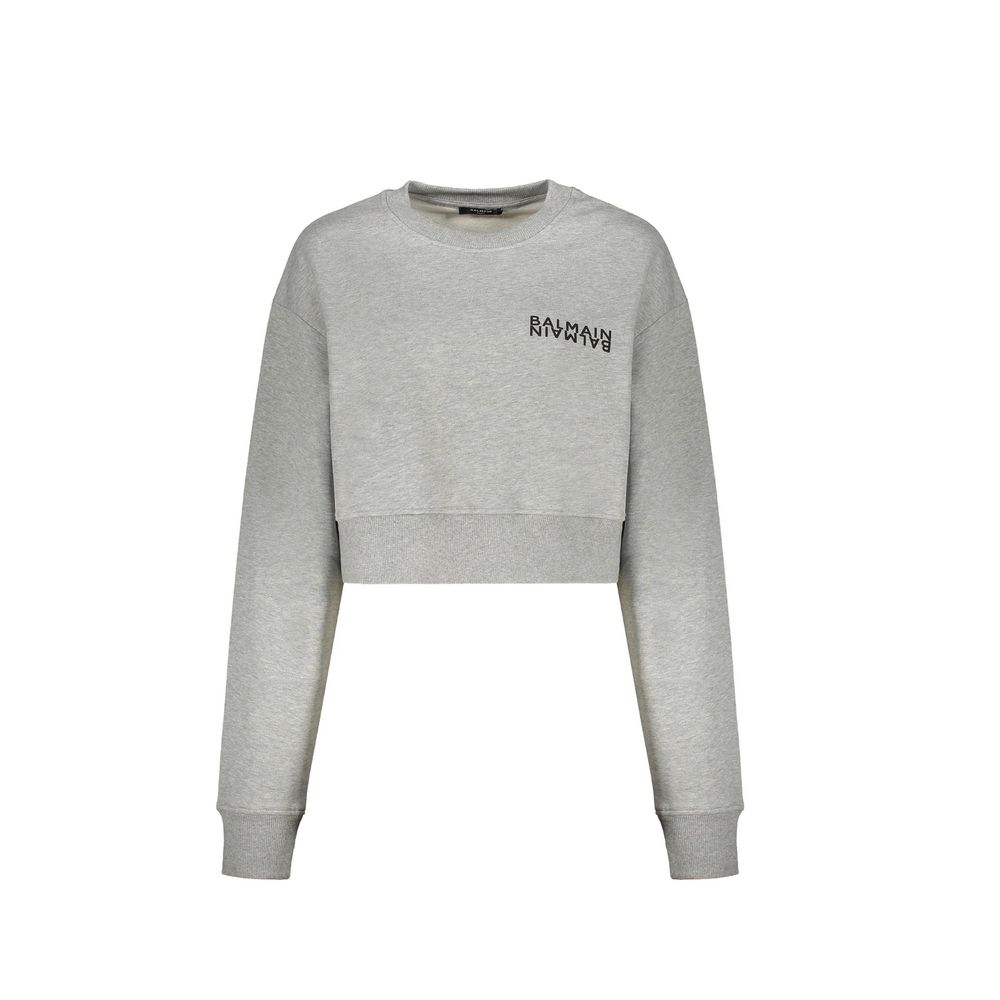 Balmain Gray Cotton Sweatshirt Balmain