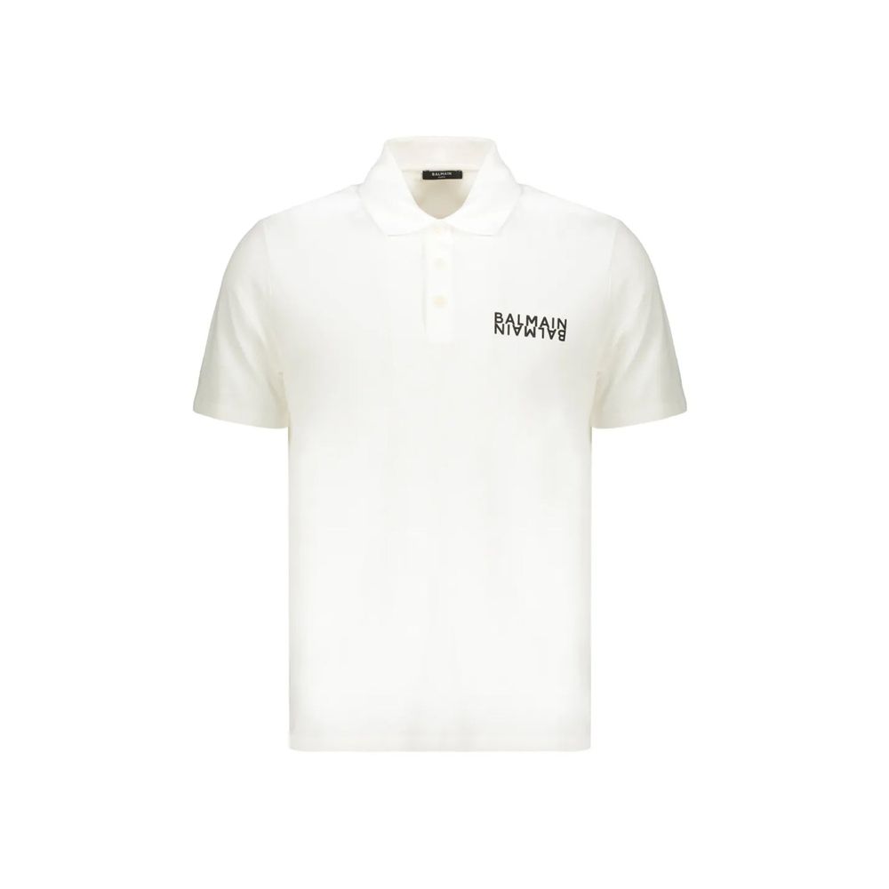 Balmain White Cotton Polo Shirt Balmain