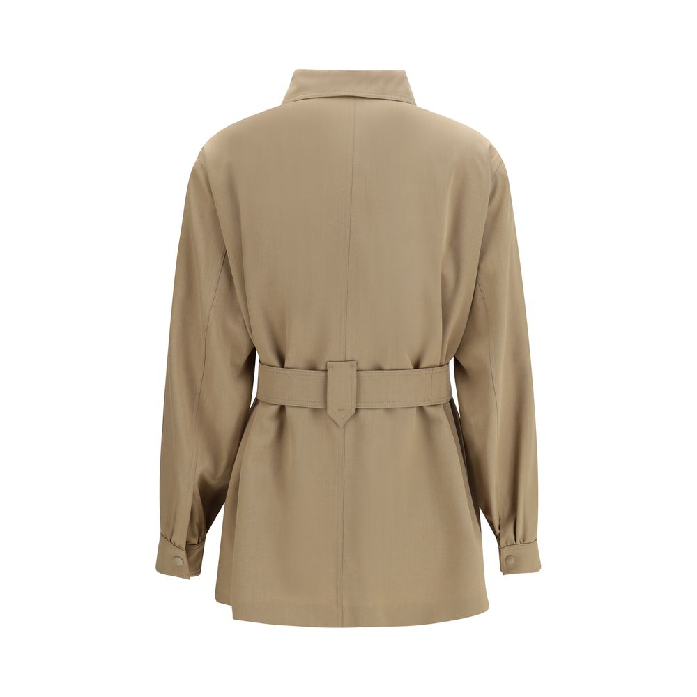 Max Mara Brown Wool Oves Aries Sleveless Jacket Max Mara