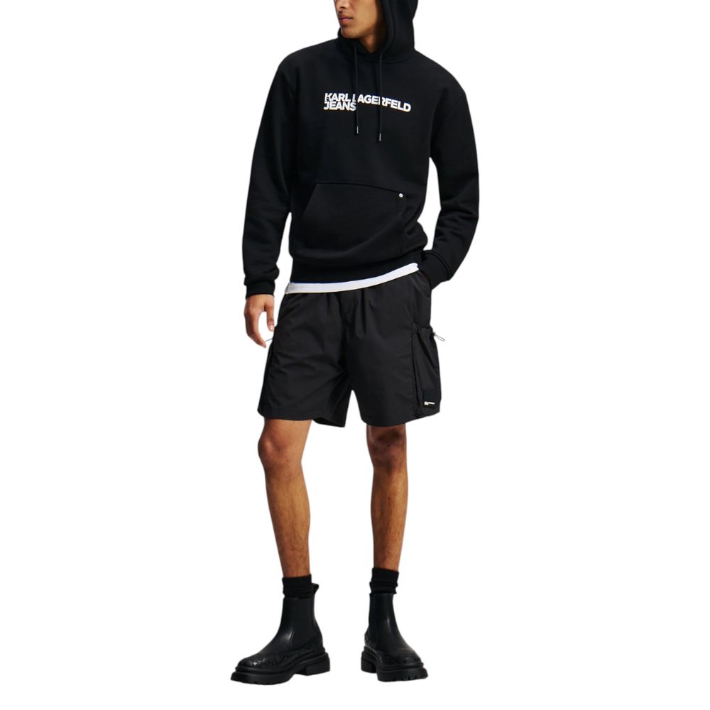 Karl Lagerfeld Black Cotton Hoodie Karl Lagerfeld