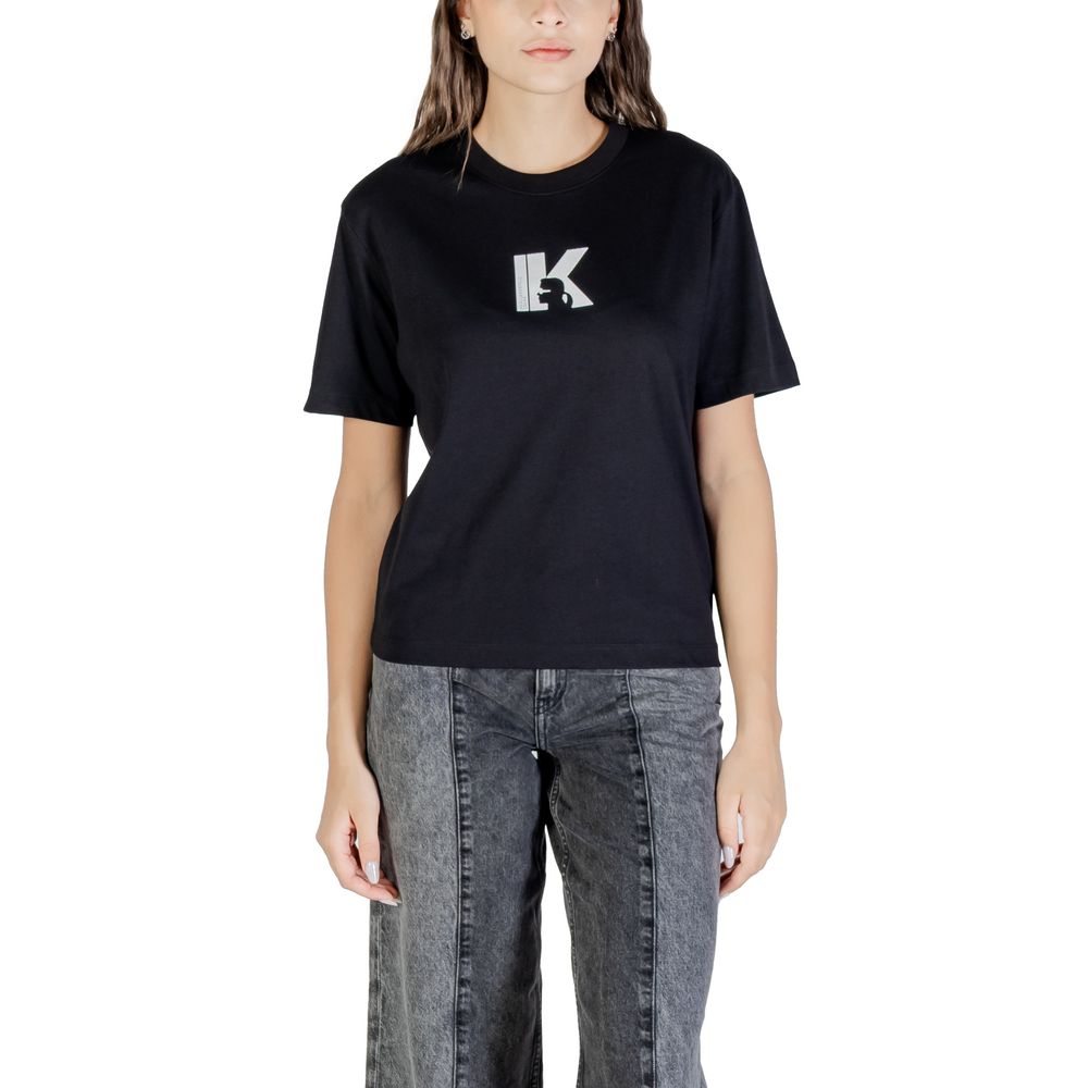 Karl Lagerfeld Black Cotton T-Shirt Karl Lagerfeld