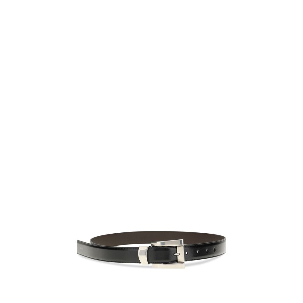 Versace Black Calf Leather Bos Taurus Regular Belt Versace