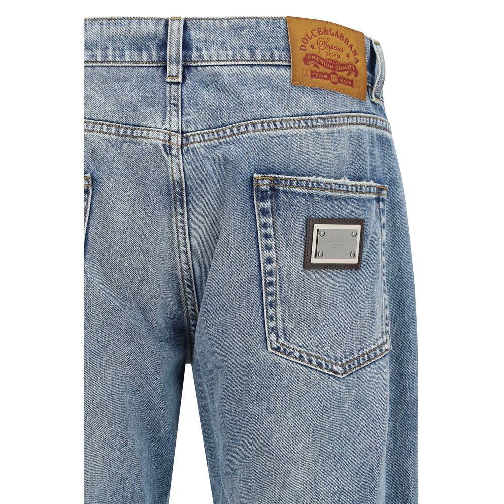 Dolce & Gabbana Blue Cotton Straight-Leg Jeans Dolce & Gabbana