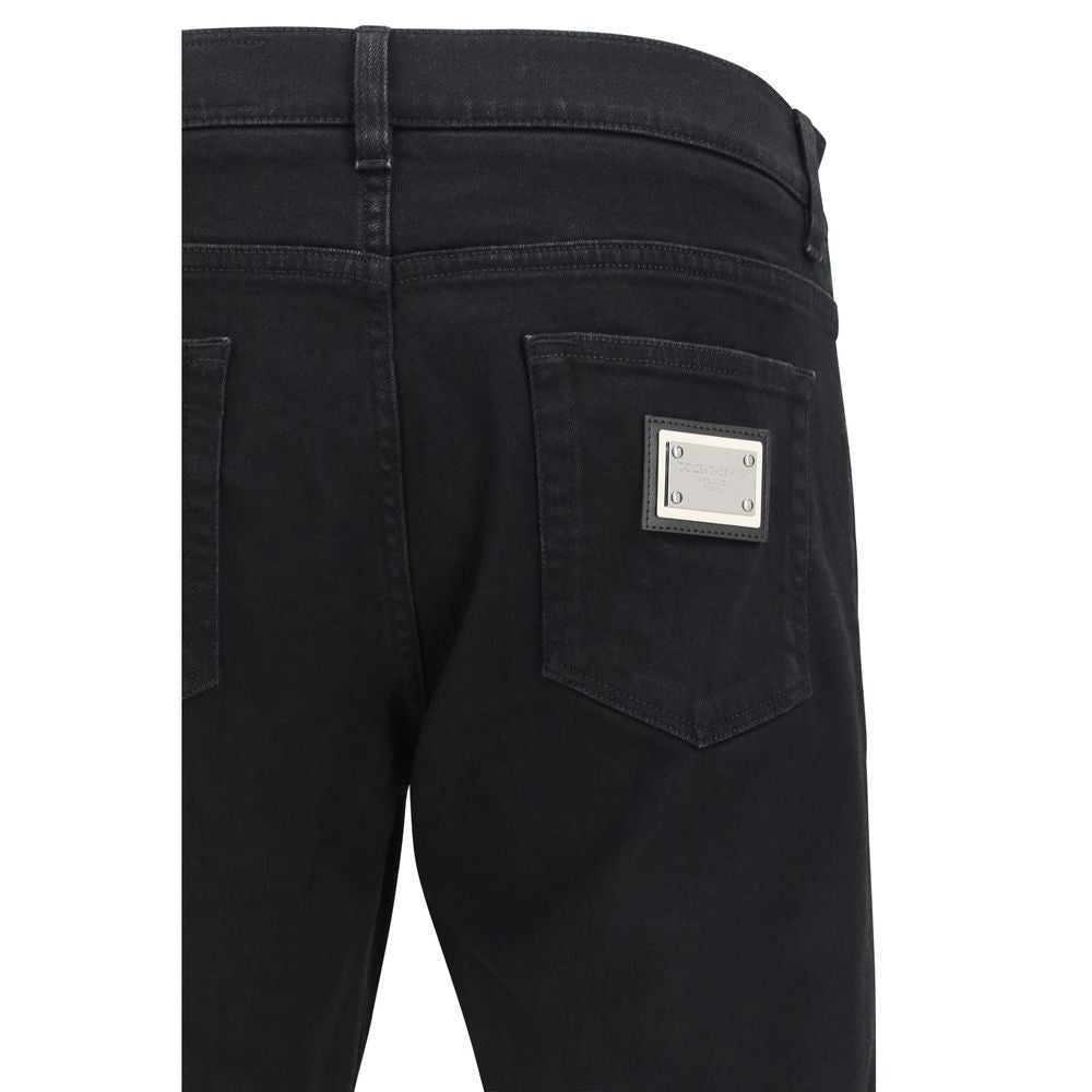 Dolce & Gabbana Black Cotton Slim Fit Jeans Dolce & Gabbana