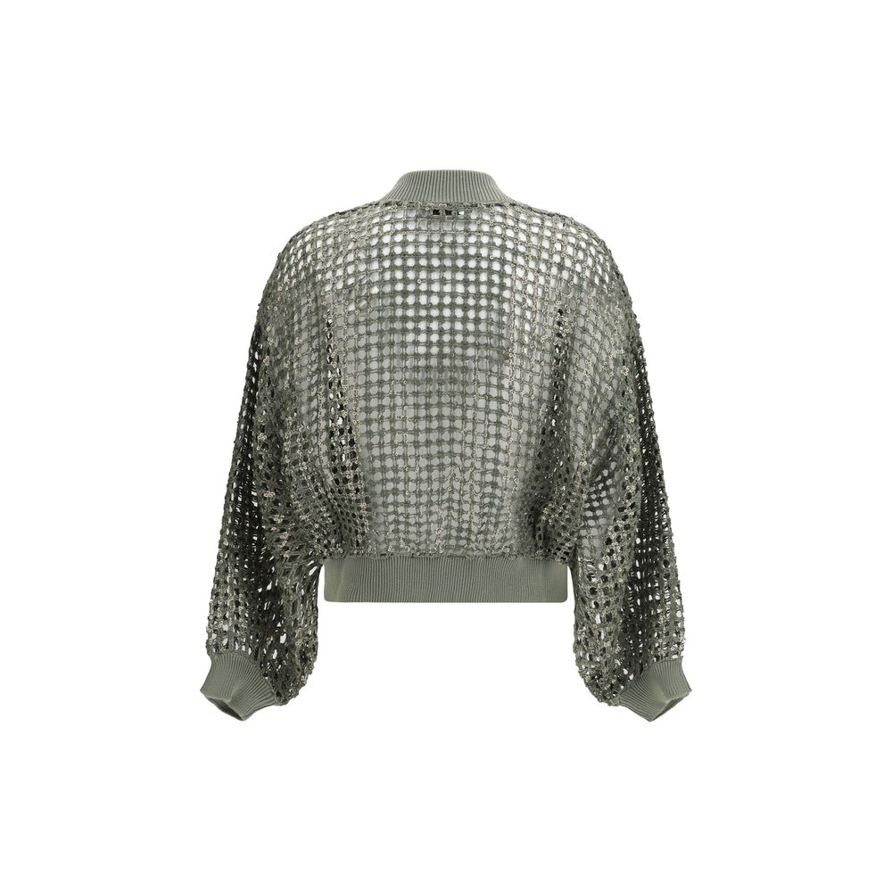 Brunello Cucinelli Bicolor Silk Bomber Brunello Cucinelli