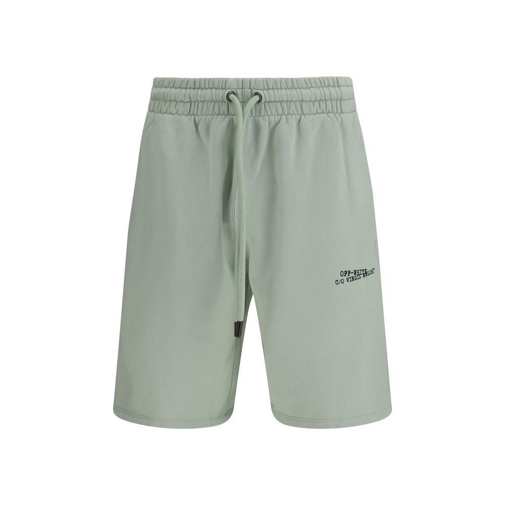 Off-White Bicolor Cotton Bermuda Shorts Off-White