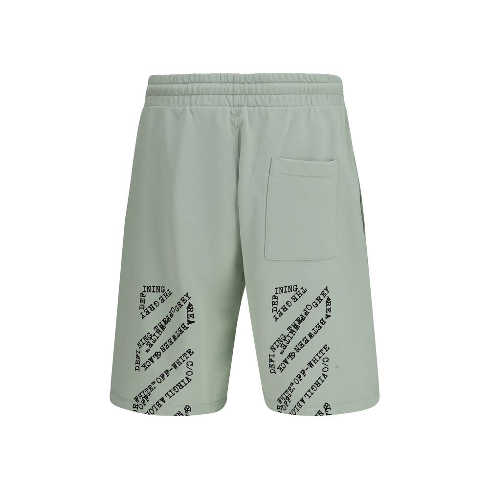 Off-White Bicolor Cotton Bermuda Shorts Off-White