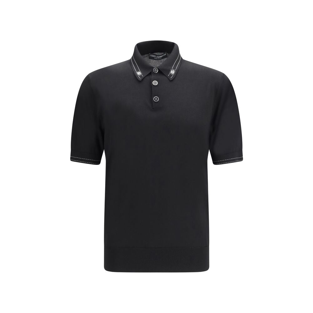 Dolce & Gabbana Black Silk Polo Shirt Dolce & Gabbana