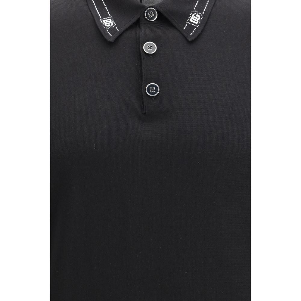 Dolce & Gabbana Black Silk Polo Shirt Dolce & Gabbana