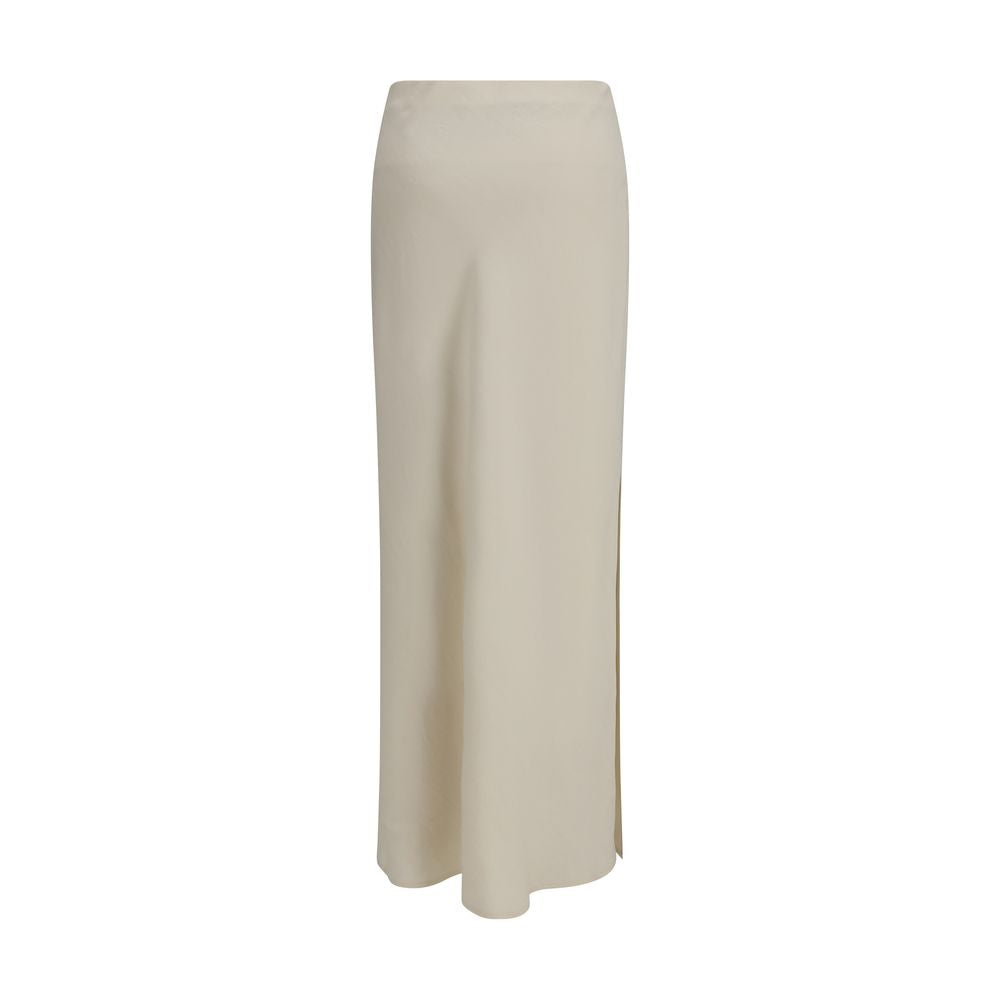 Brunello Cucinelli Beige Viscose Long Skirt Brunello Cucinelli