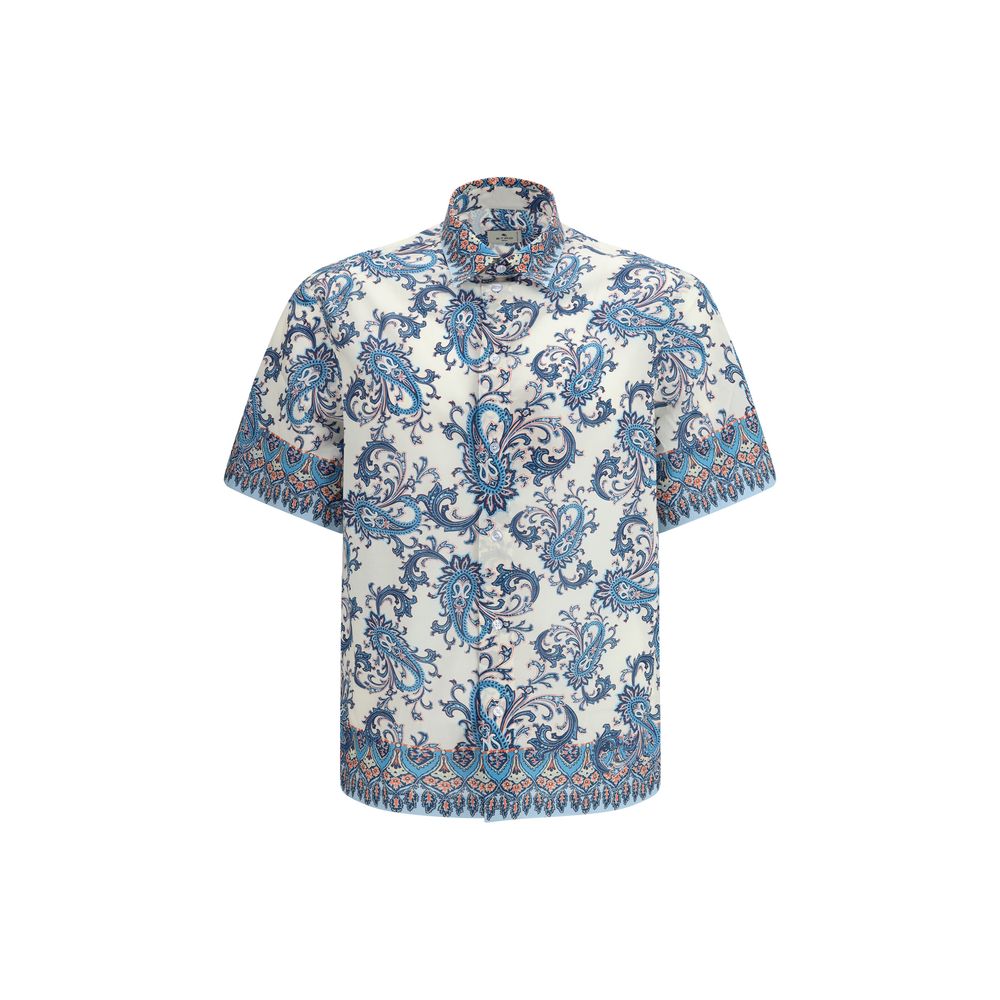 Etro Blue Cotton Pattern Shirt Etro