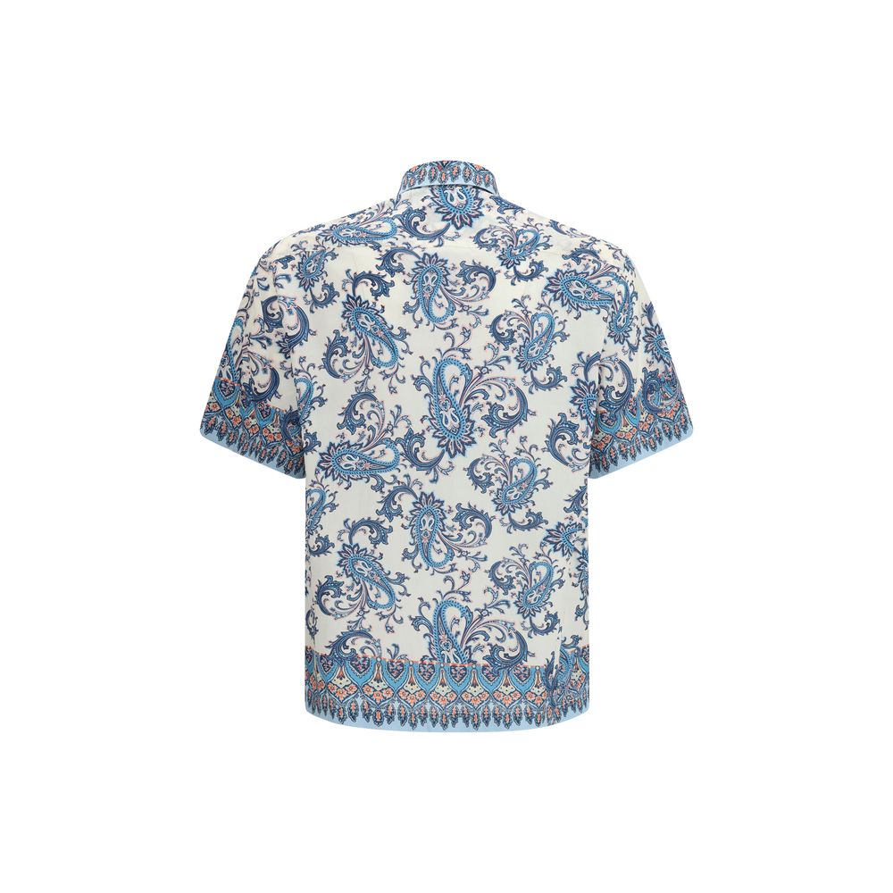 Etro Blue Cotton Pattern Shirt Etro