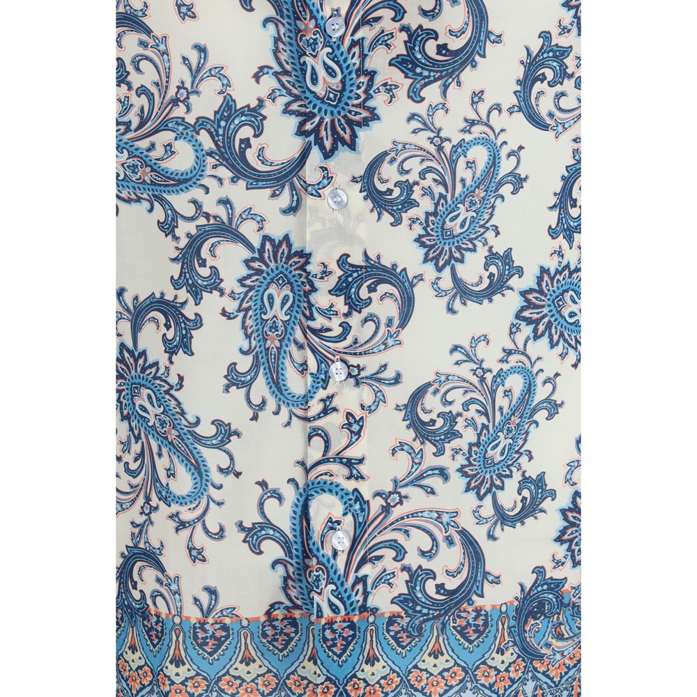 Etro Blue Cotton Pattern Shirt Etro