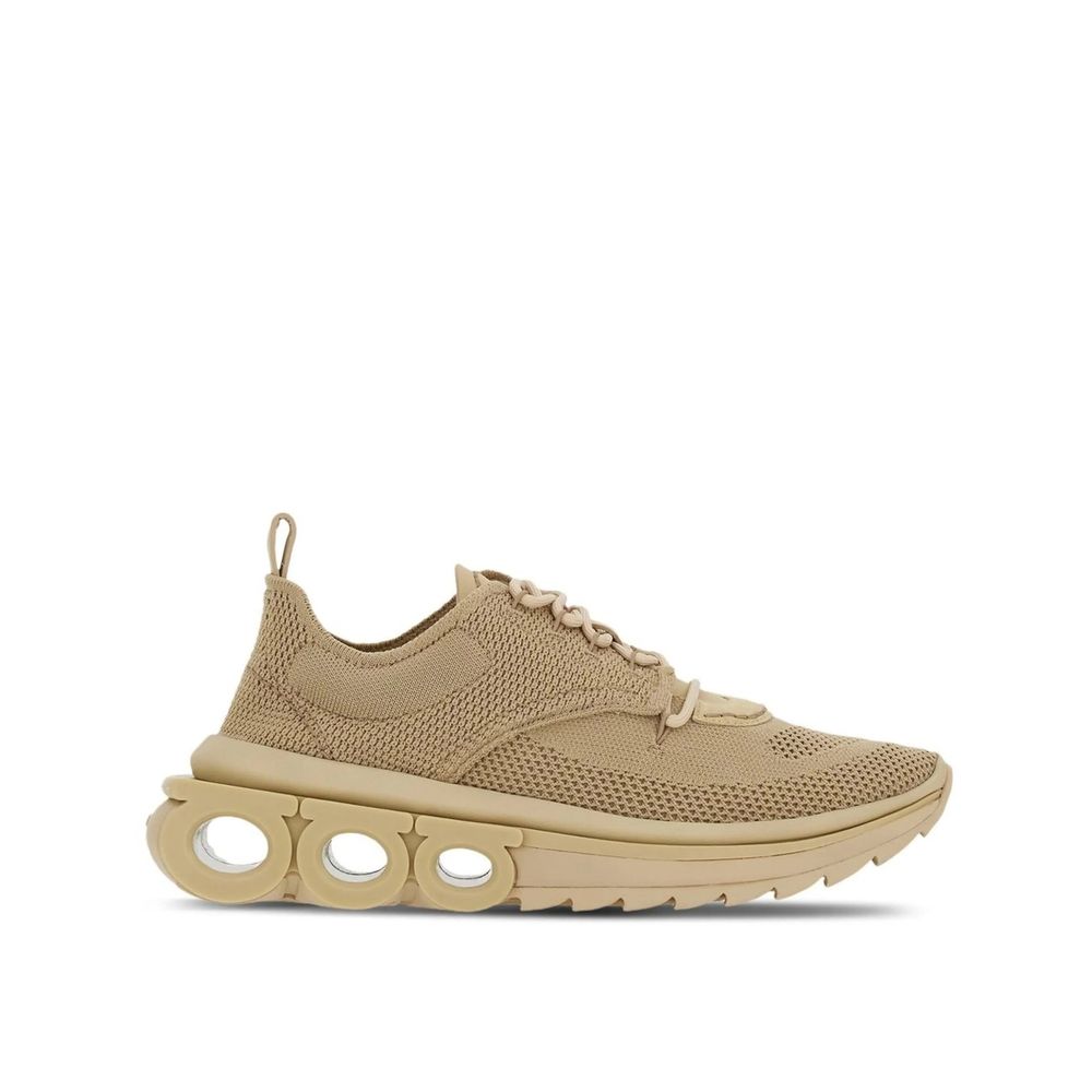 Salvatore Ferragamo Beige Fabric Athletic Sneakers Salvatore Ferragamo