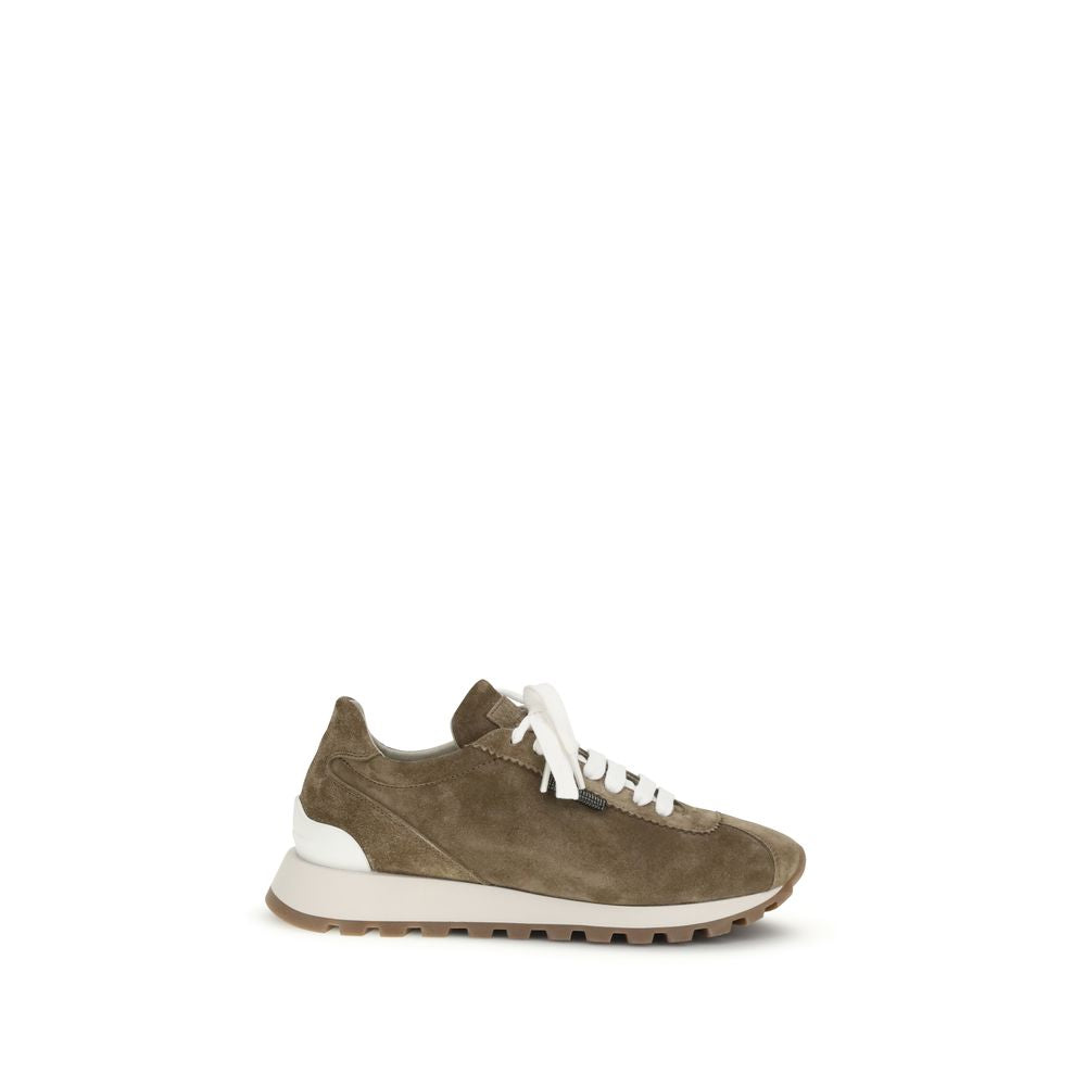 Brunello Cucinelli Brown Calf Leather Bos Taurus Platform Sneakers Brunello Cucinelli