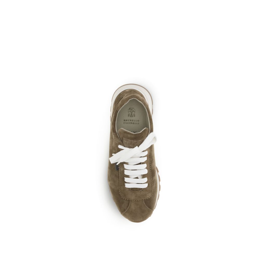 Brunello Cucinelli Brown Calf Leather Bos Taurus Platform Sneakers Brunello Cucinelli