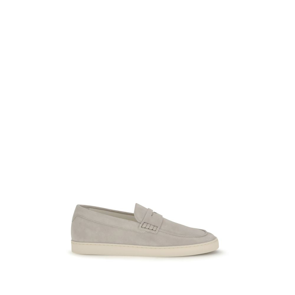 Brunello Cucinelli Beige Calf Leather Bos Taurus Slip-On Loafers Brunello Cucinelli