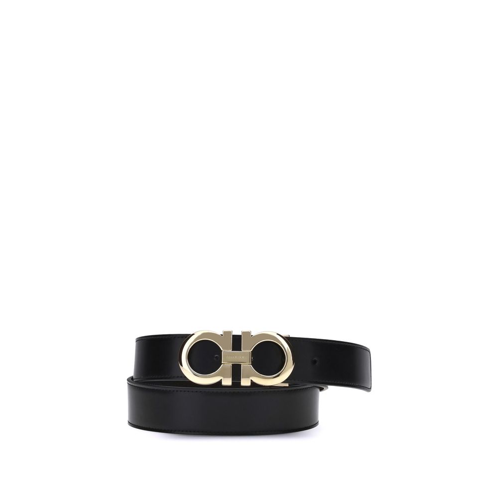 Ferragamo Black Calf Leather Bos Taurus Regular Belt Ferragamo